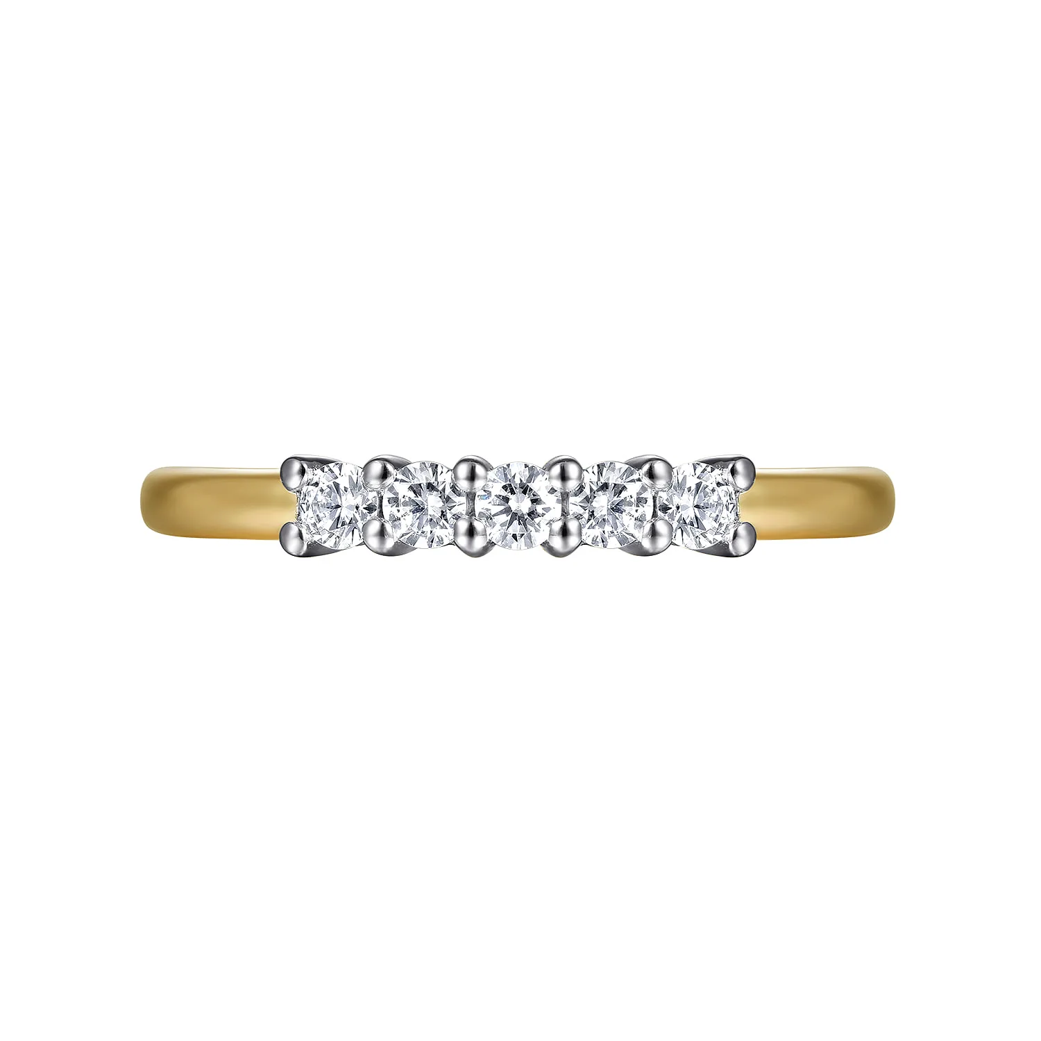 5 Stone Shared Prong Diamond Anniversary Band in 14K White/Yellow Gold, photograph 6