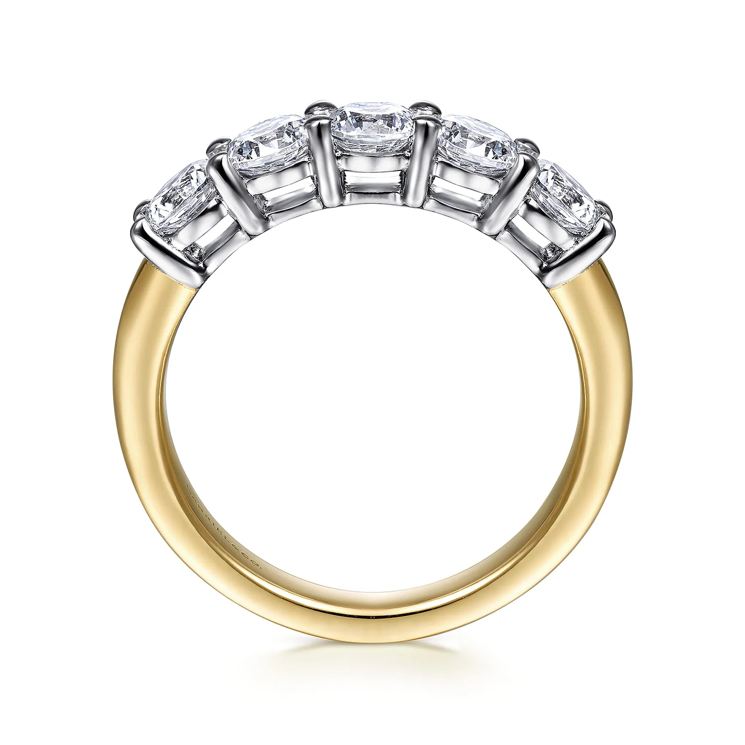 5 Stone Shared Prong Diamond Anniversary Band in 14K White/Yellow Gold, photograph 2