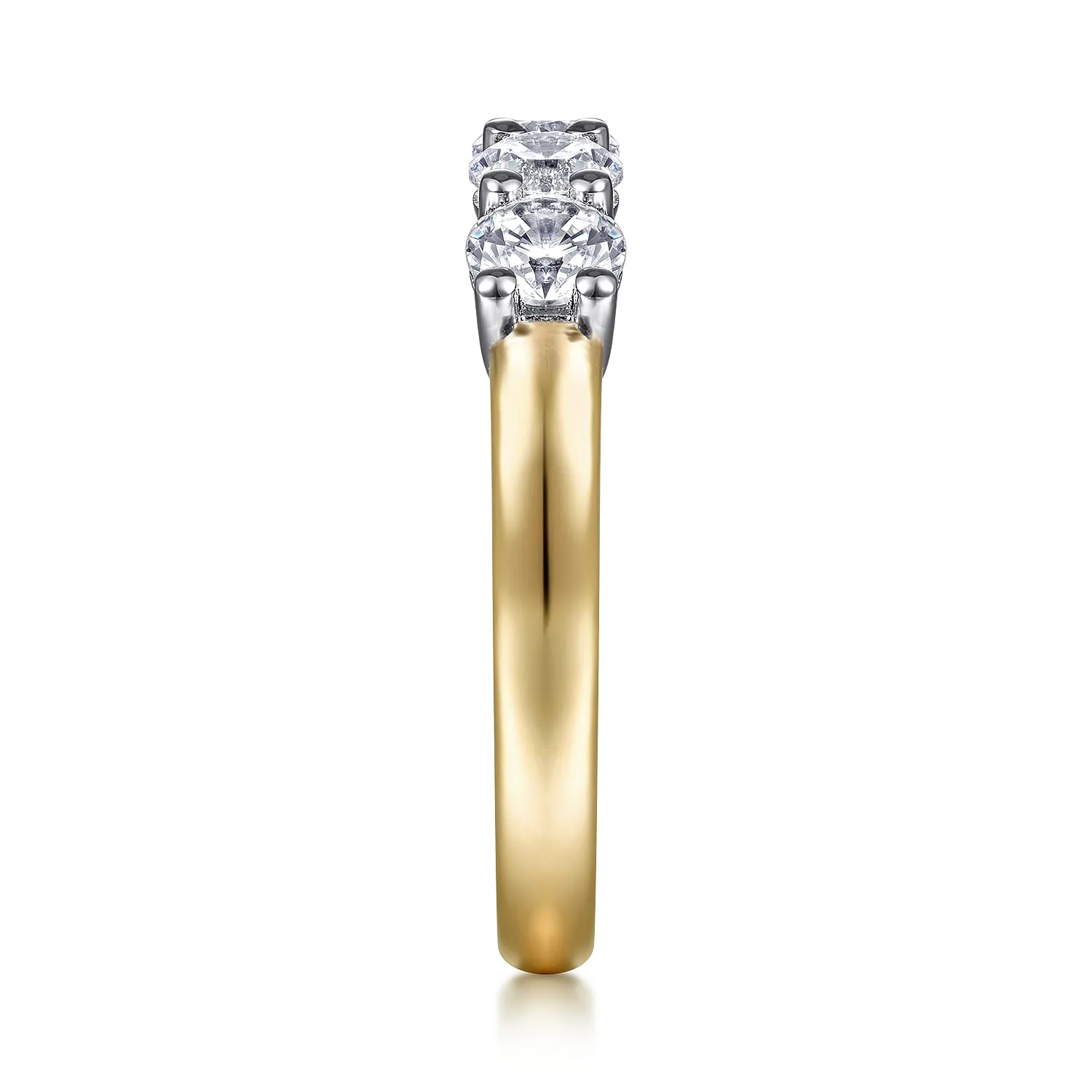 5 Stone Shared Prong Diamond Anniversary Band in 14K White/Yellow Gold, photograph 4