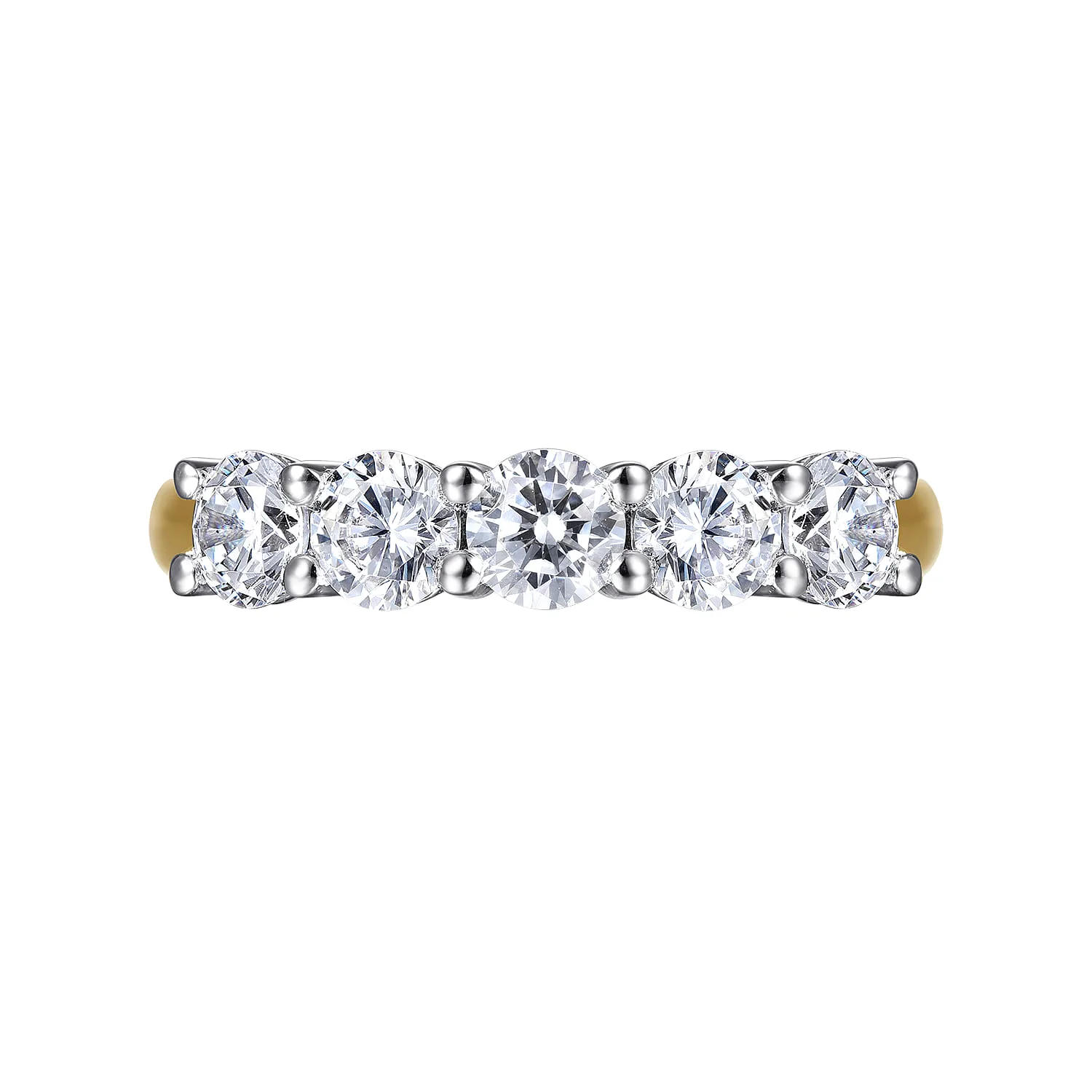 5 Stone Shared Prong Diamond Anniversary Band in 14K White/Yellow Gold, photograph 6