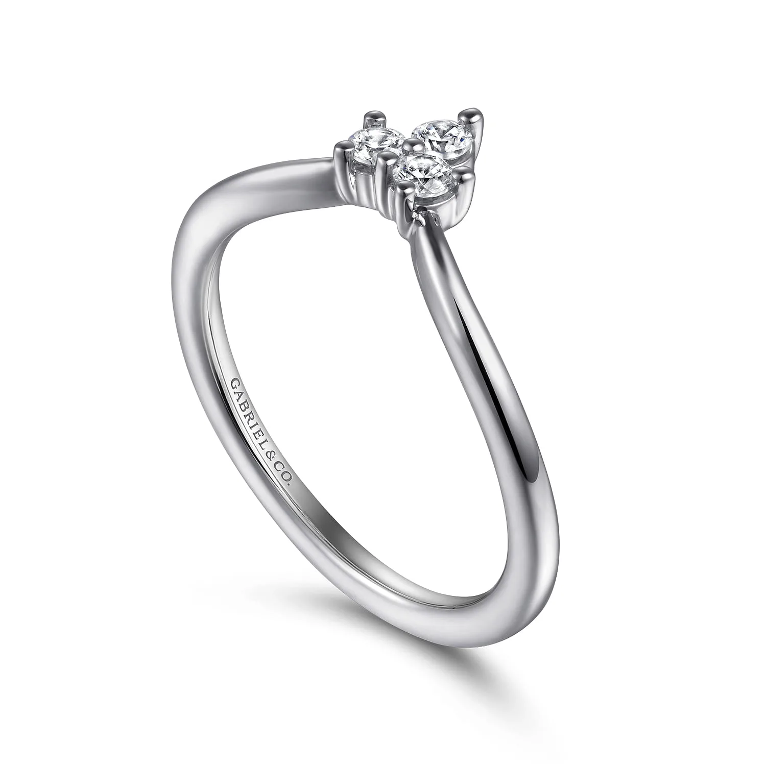 Curved Diamond Anniversary Band in 14K White Gold, photograph 3