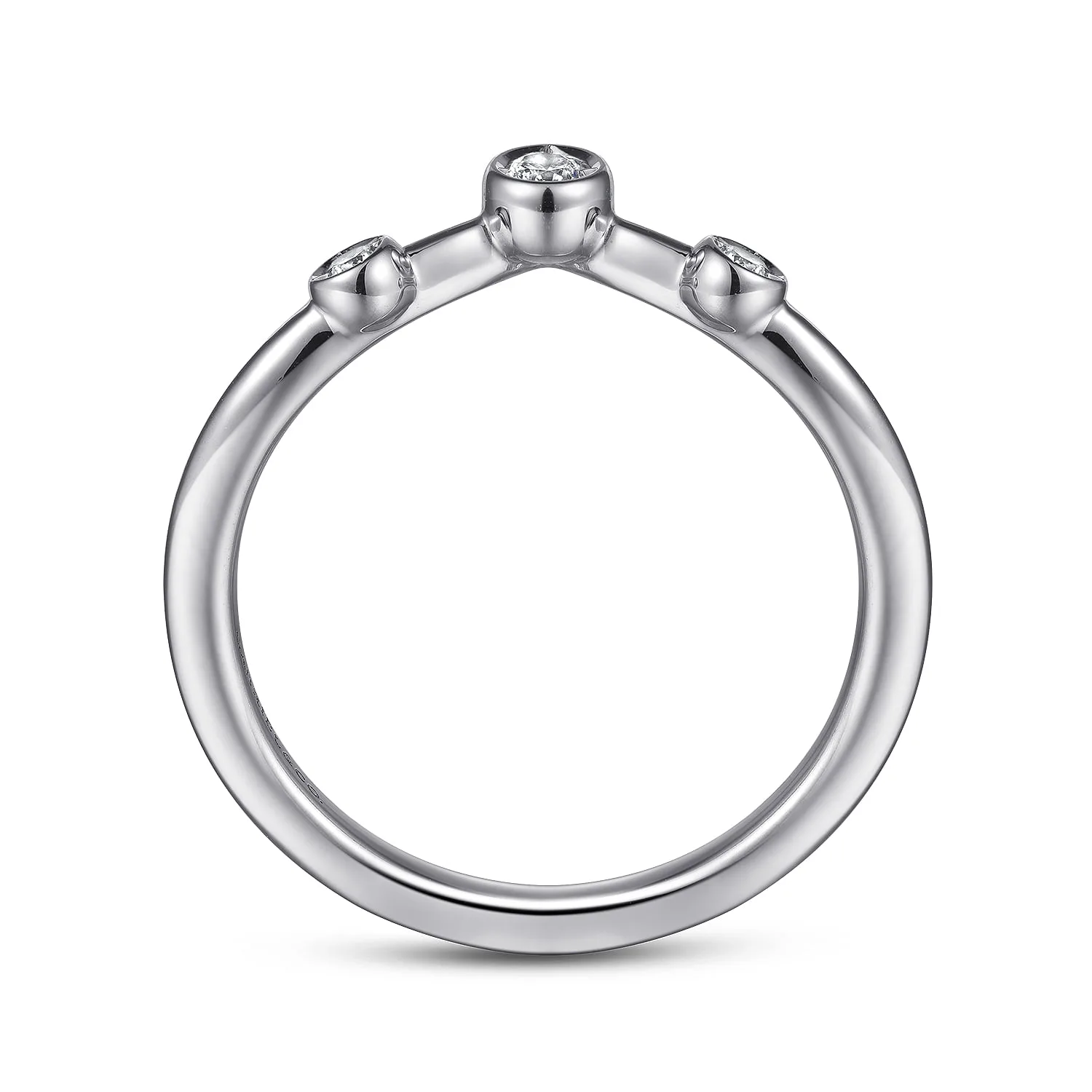 Curved-Diamond Anniversary Band in 14K White Gold, photograph 2