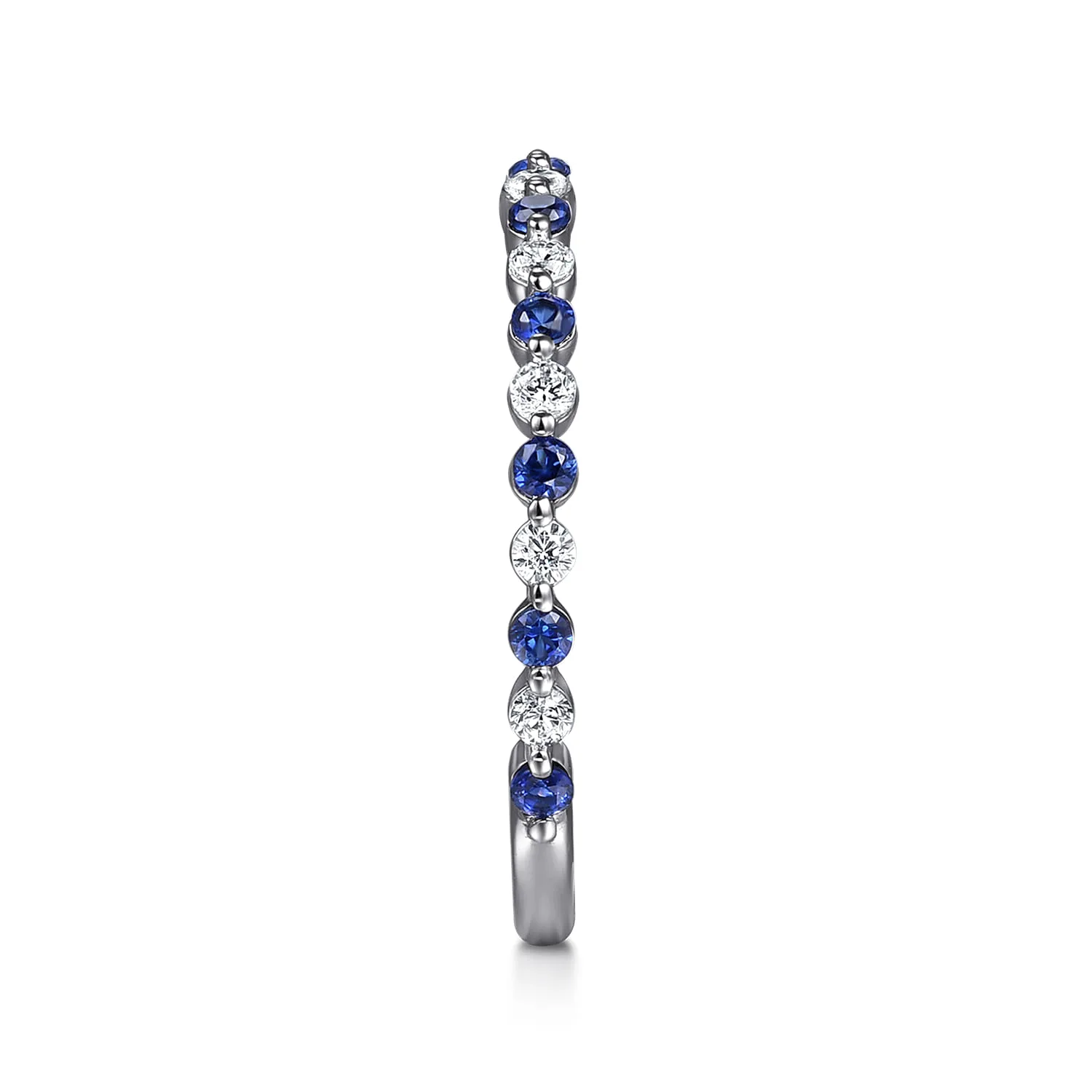 Single Prong Diamond and Sapphire Anniversary Band in 14K White Gold, photograph 4
