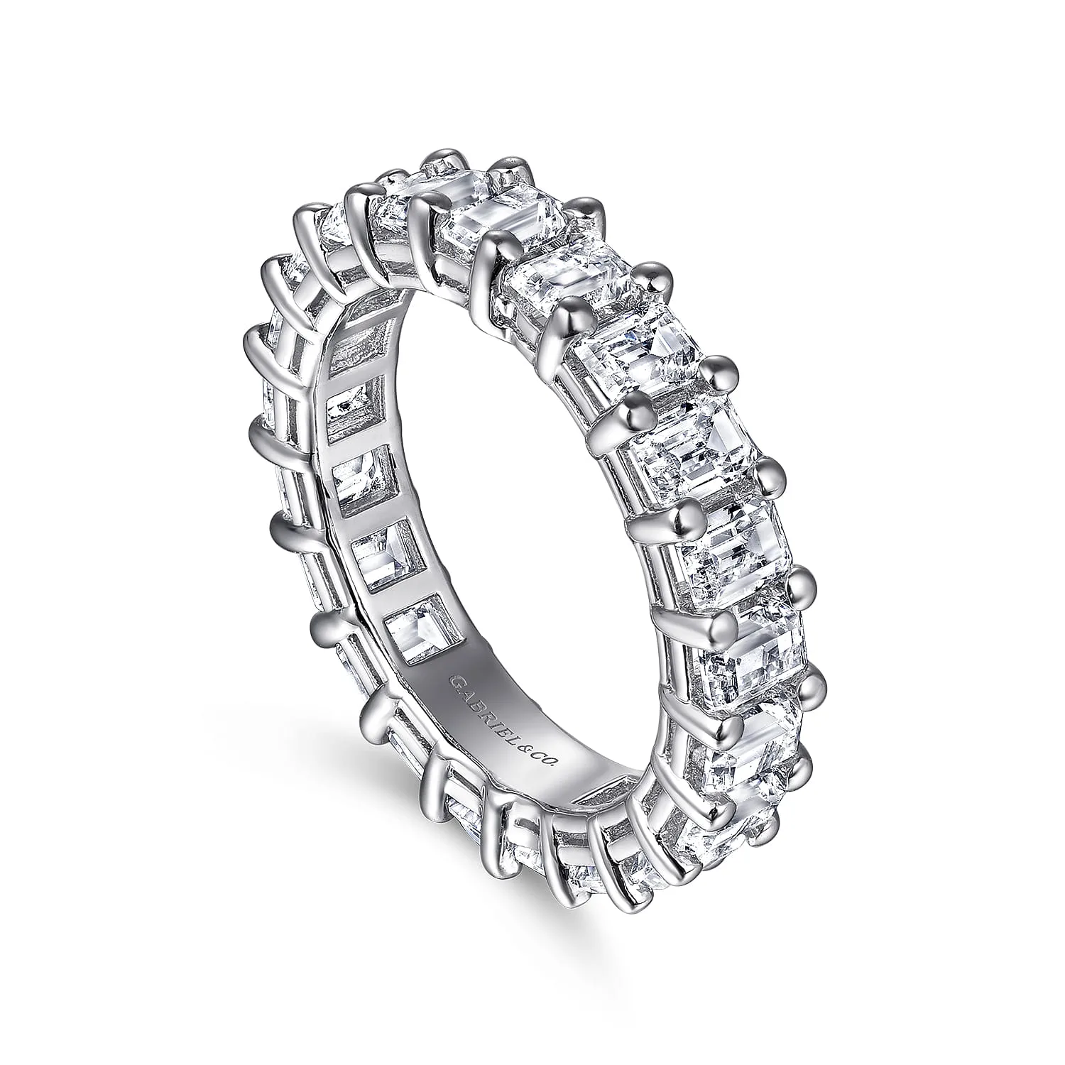 Shared Prong Diamond Eternity Band in 14K White Gold, photograph 3