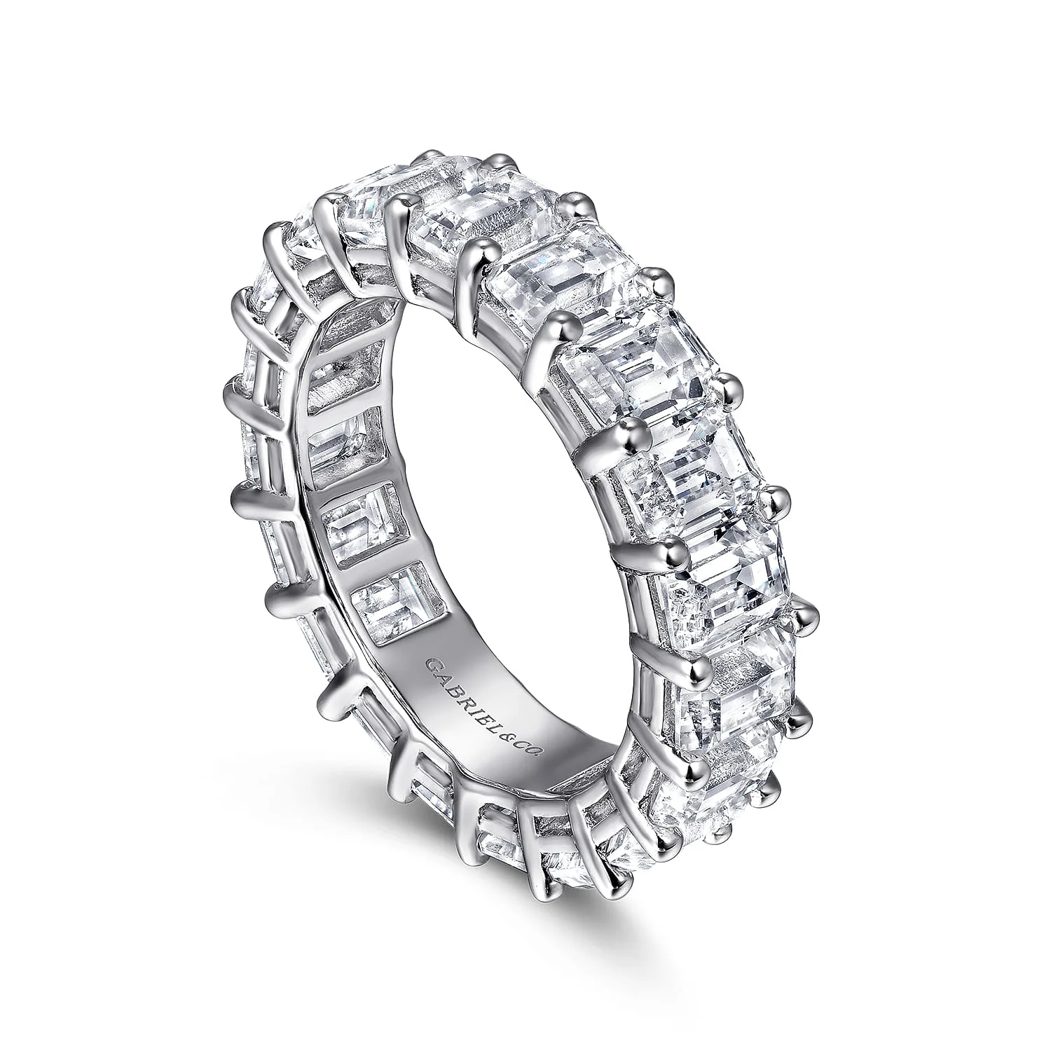 Shared Prong Diamond Eternity Band in 14K White Gold, photograph 3