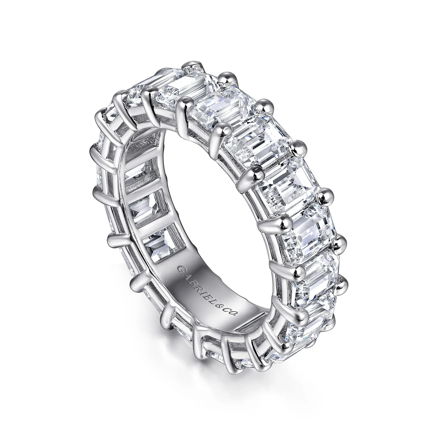 Shared Prong Diamond Eternity Band in 14K White Gold, photograph 3