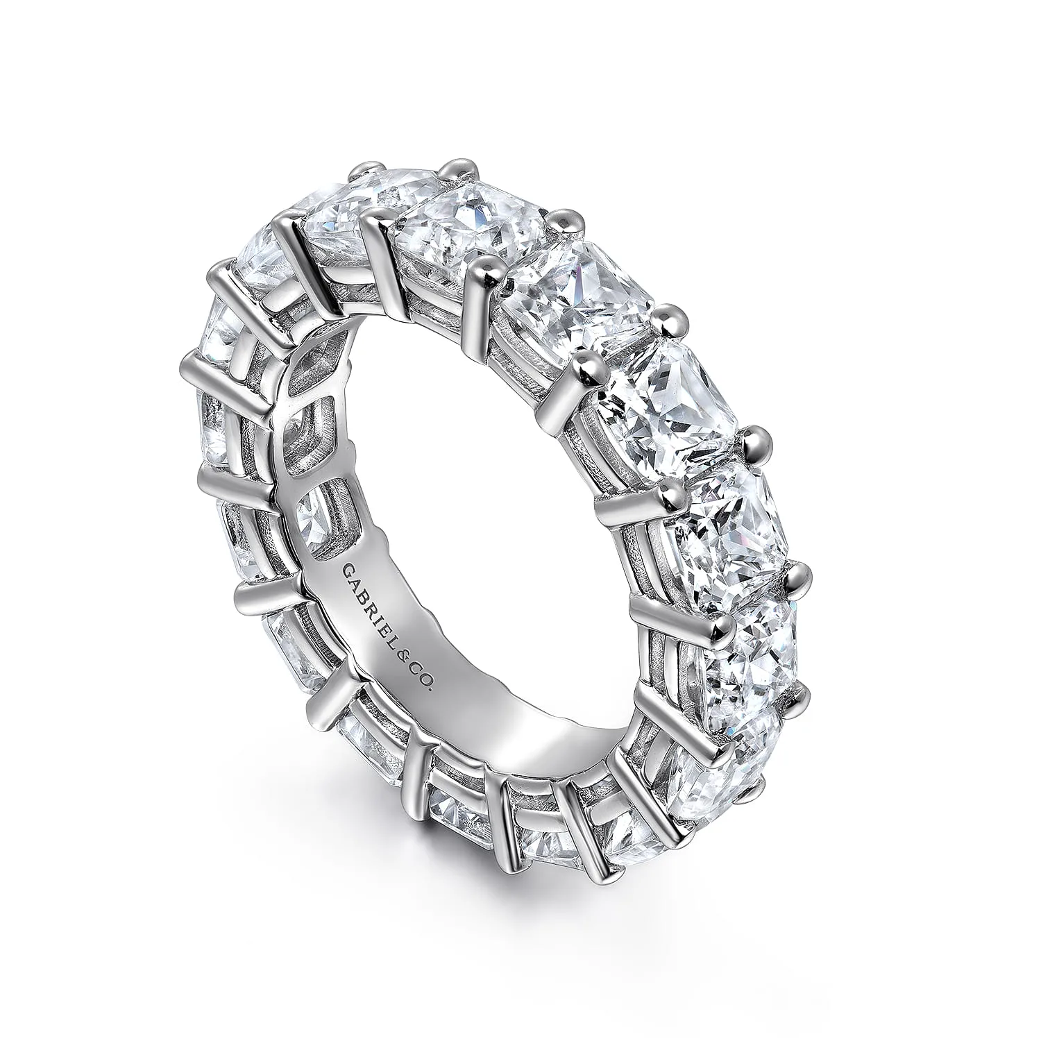 Shared Prong Diamond Eternity Band in 14K White Gold, photograph 3