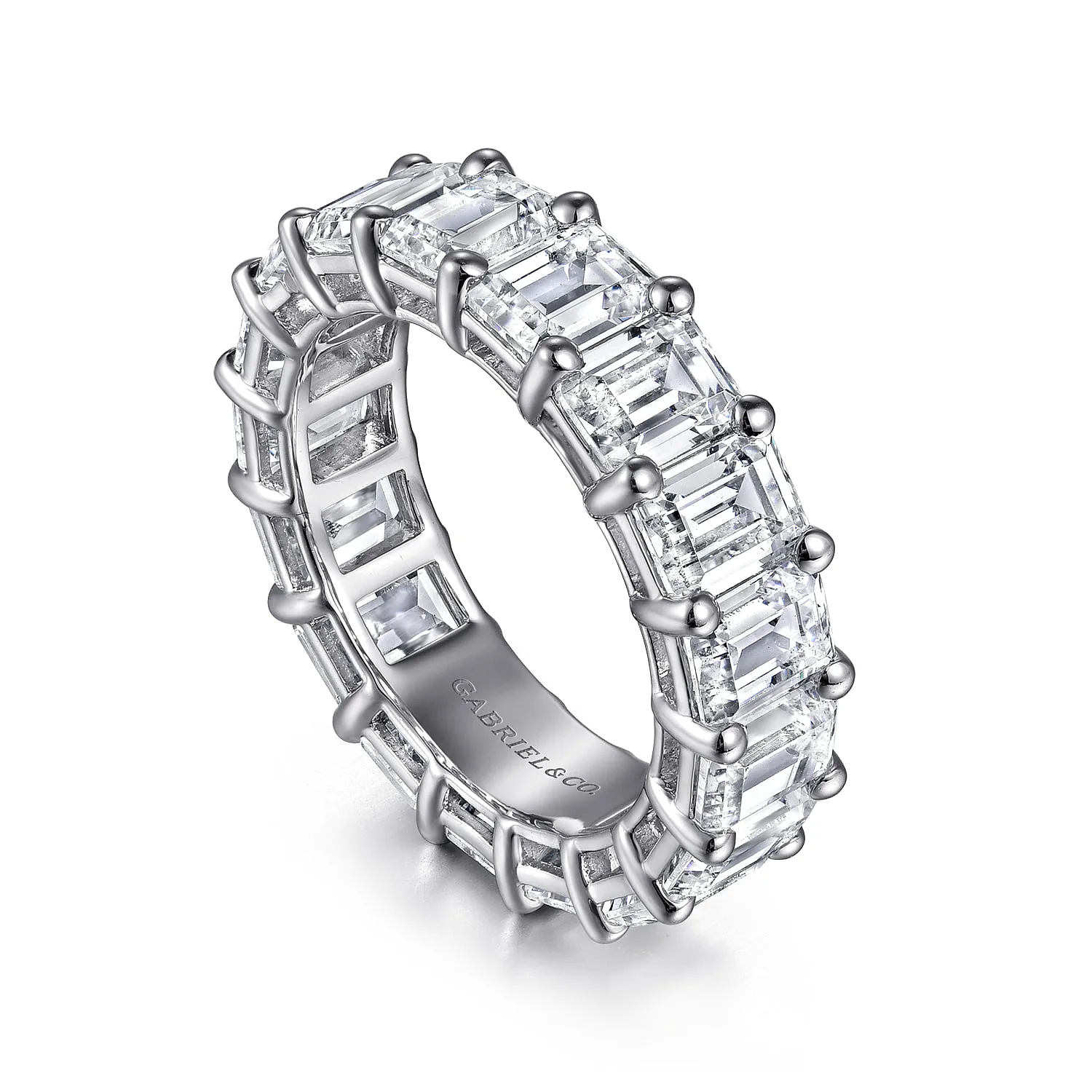Shared Prong Diamond Eternity Band in 14K White Gold, photograph 3