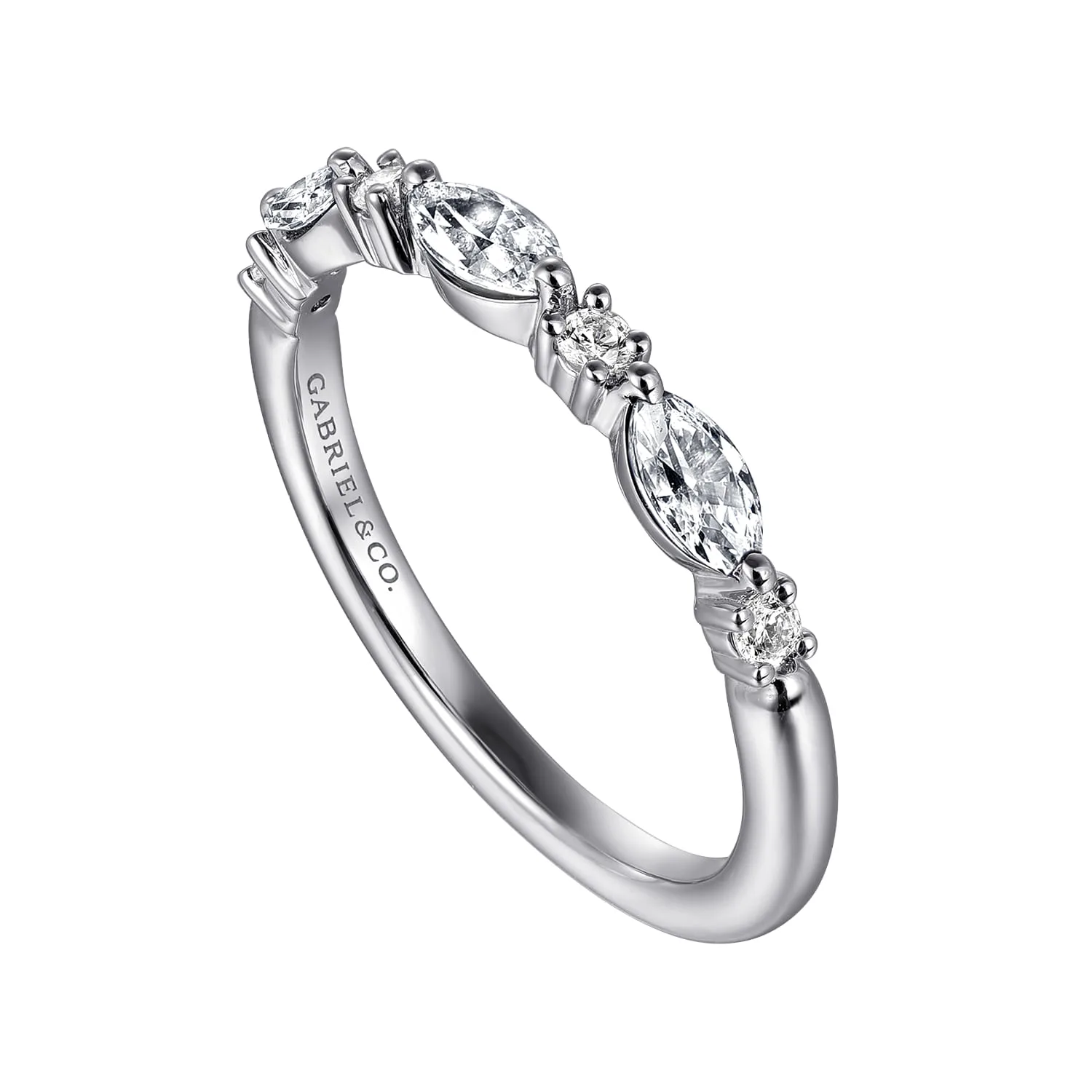 Share prongs and Diamond Anniversary Band in 14K White Gold, photograph 3
