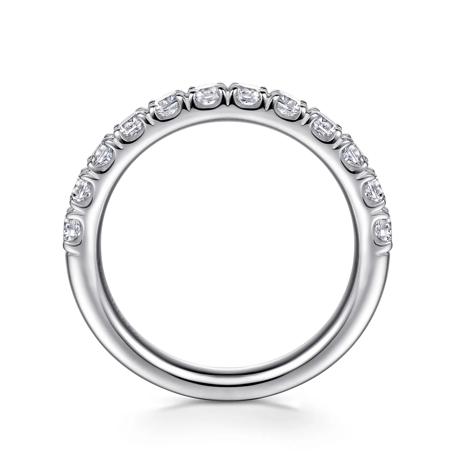 U Setting Half Way Around Diamond Wedding Band in 14K White Gold, photograph 2