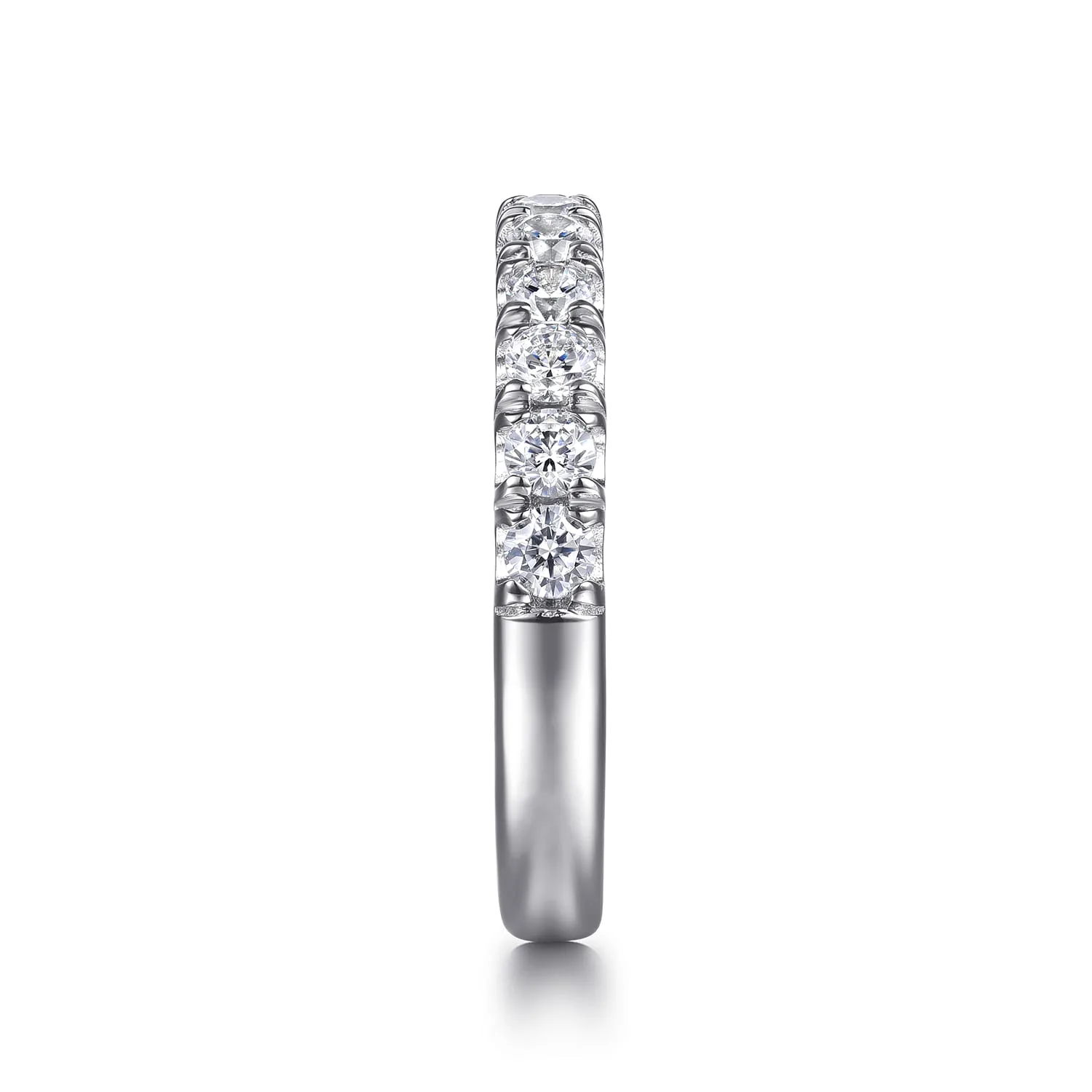 U Setting Half Way Around Diamond Wedding Band in 14K White Gold, photograph 4