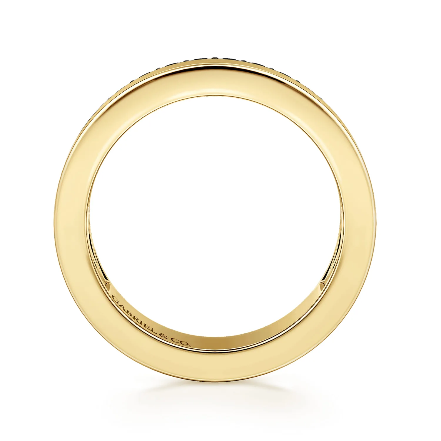 5mm Black Diamond Anniversary Cigar Band in 14K Yellow Gold, photograph 2