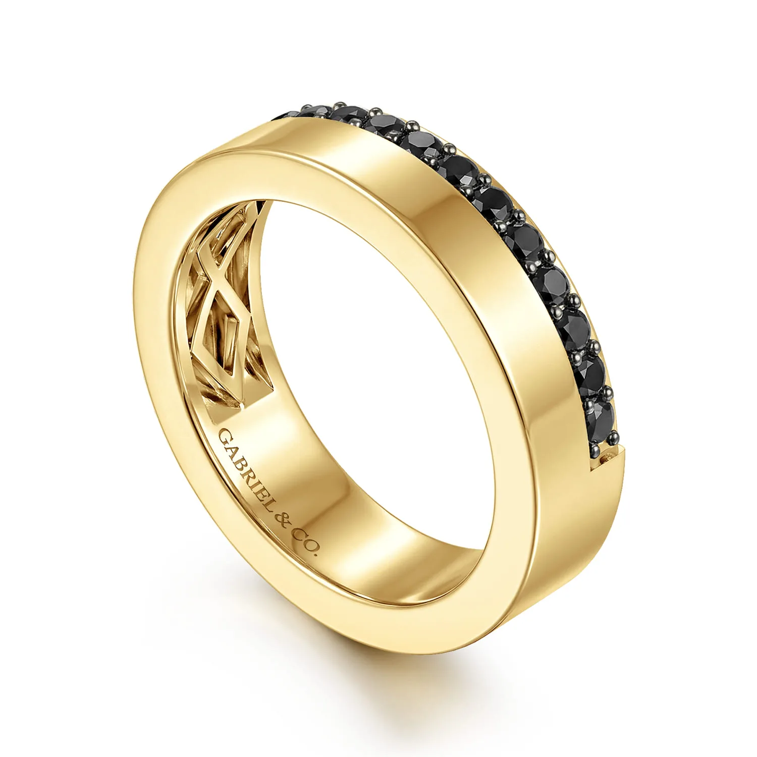 5mm Black Diamond Anniversary Cigar Band in 14K Yellow Gold, photograph 3