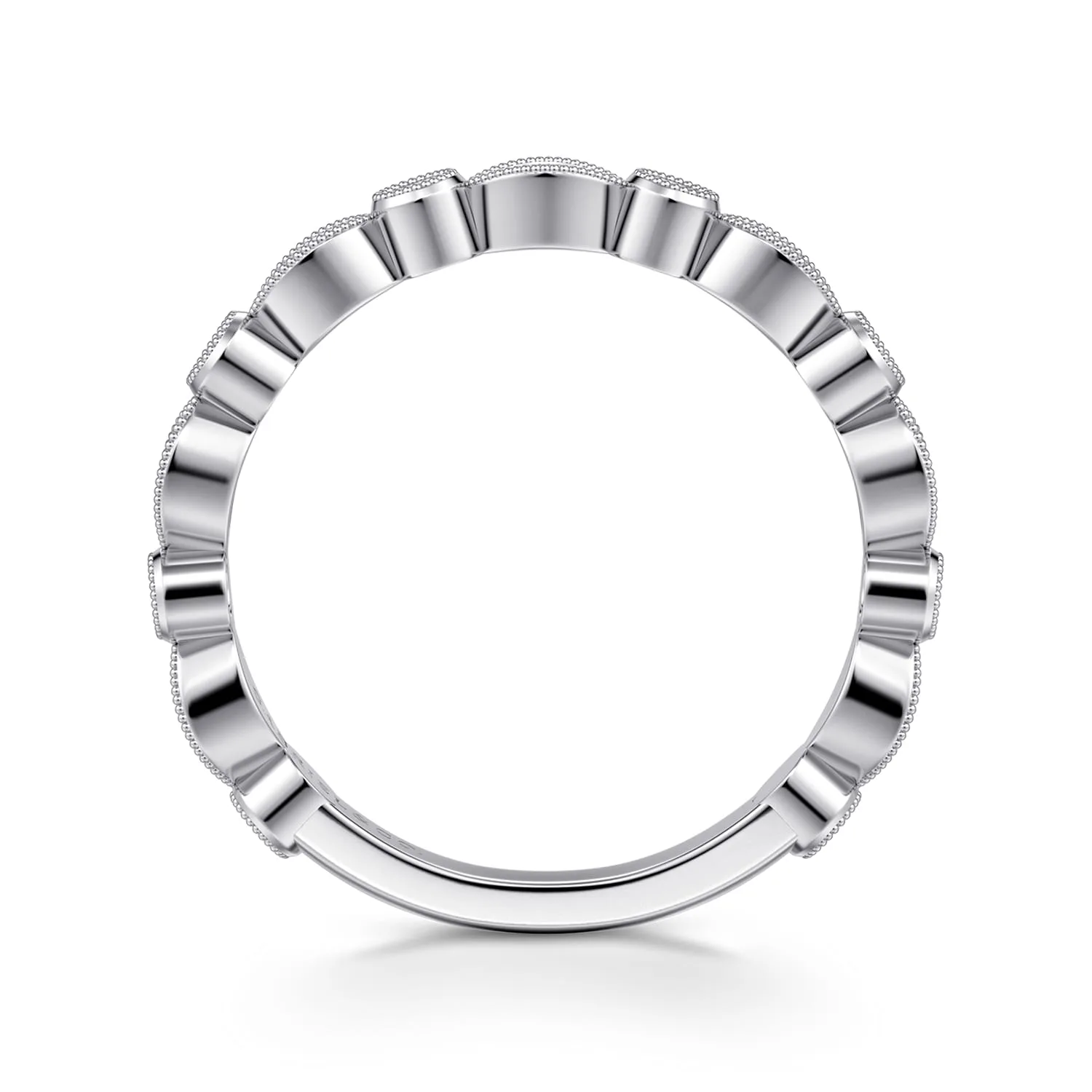 Vintage Inspired and Station Diamond Anniversary Band in 14K White Gold, photograph 2