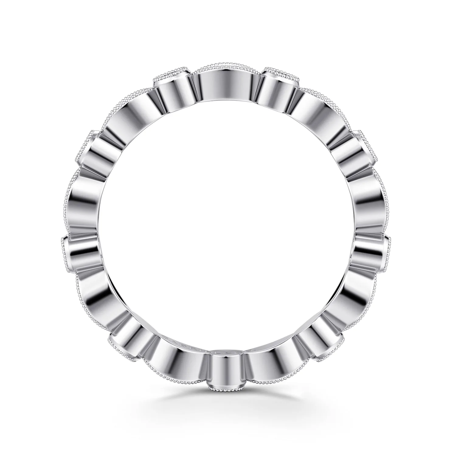 Vintage Inspired and Station Diamond Eternity Band in 14K White Gold, photograph 2