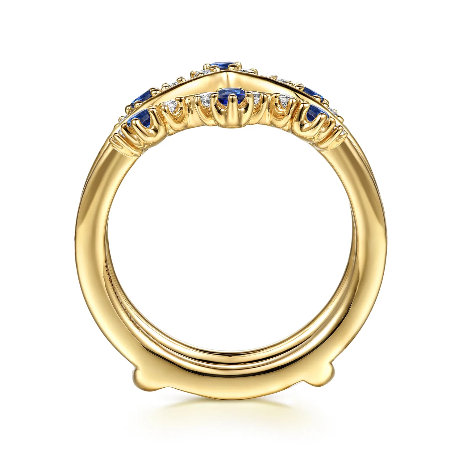 Prong Set Sapphire and Diamond Ring Enhancer in 14K Yellow Gold, photograph 2