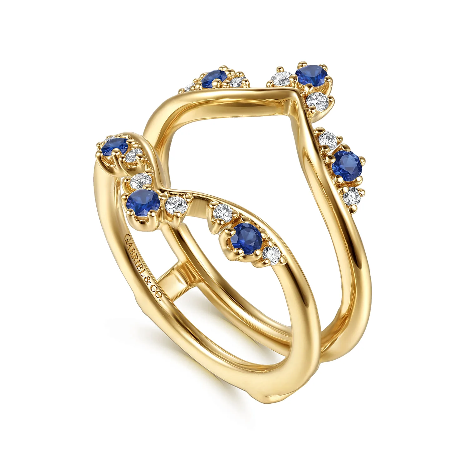 Prong Set Sapphire and Diamond Ring Enhancer in 14K Yellow Gold, photograph 3