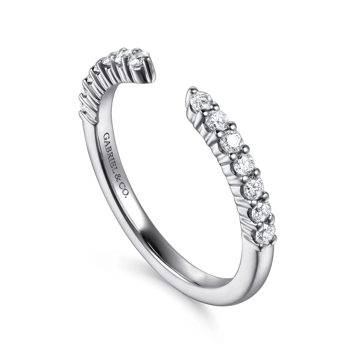 Prong Setting Open Diamond Anniversary Band in 14K White Gold, photograph 3