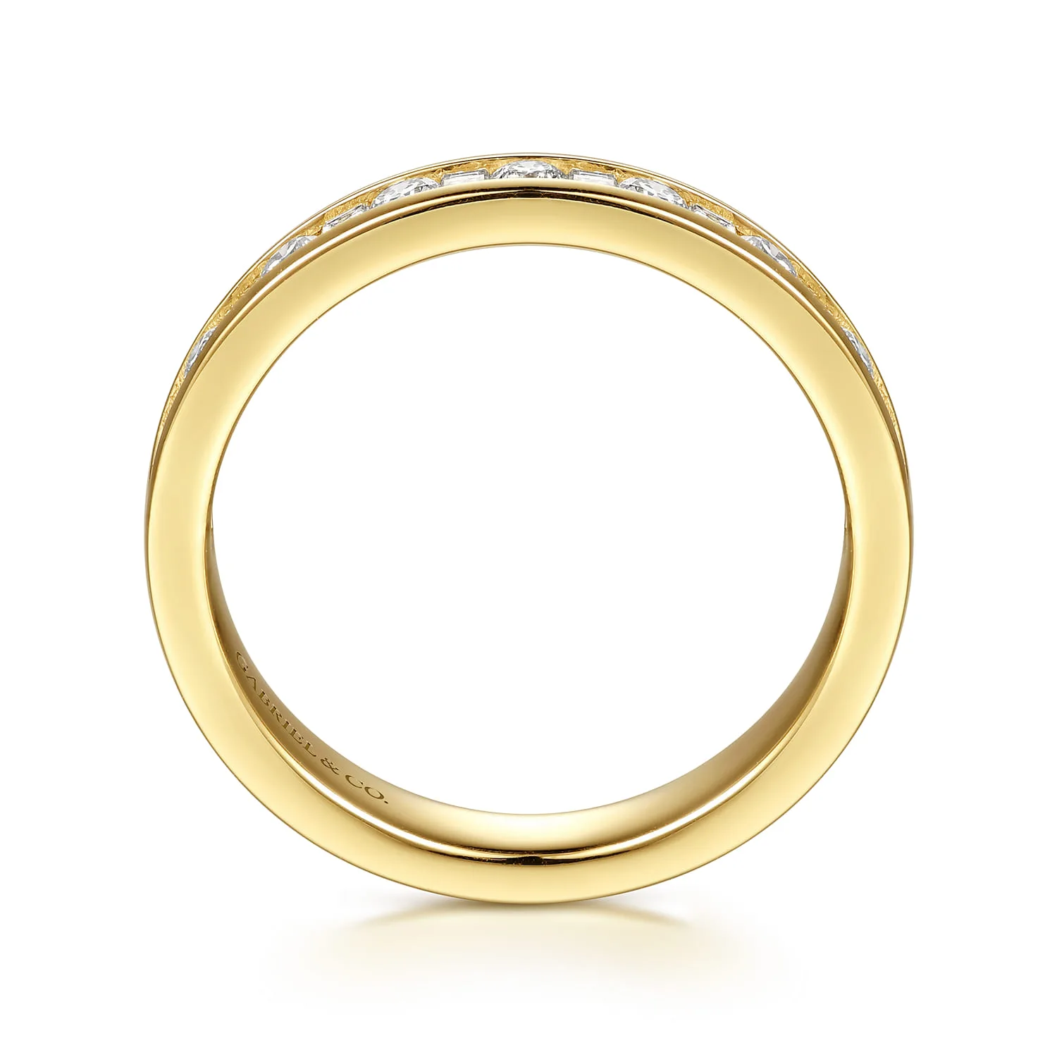 Channel Set Baguette and Diamond Anniversary Band in 14K Yellow Gold, photograph 2
