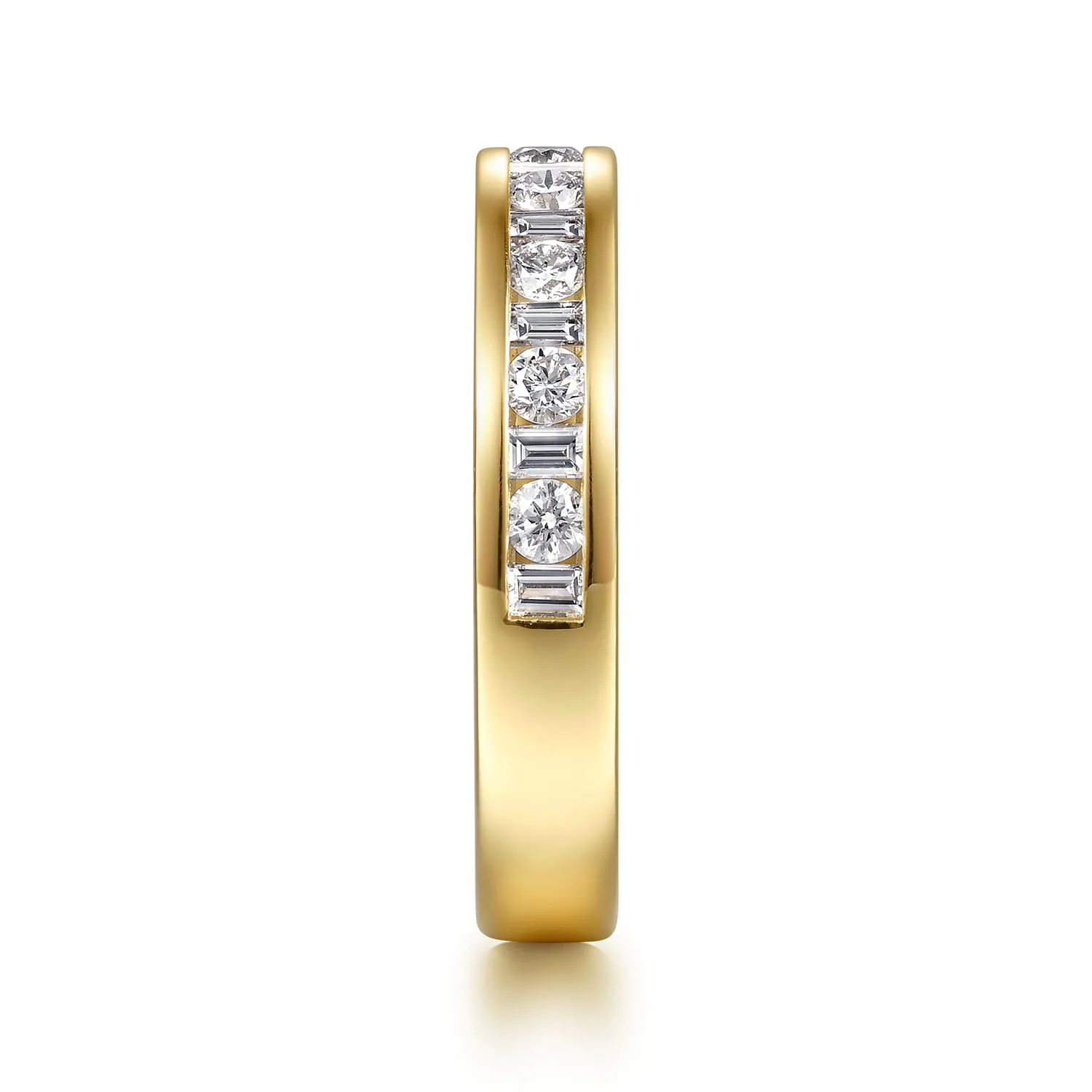 Channel Set Baguette and Diamond Anniversary Band in 14K Yellow Gold, photograph 4