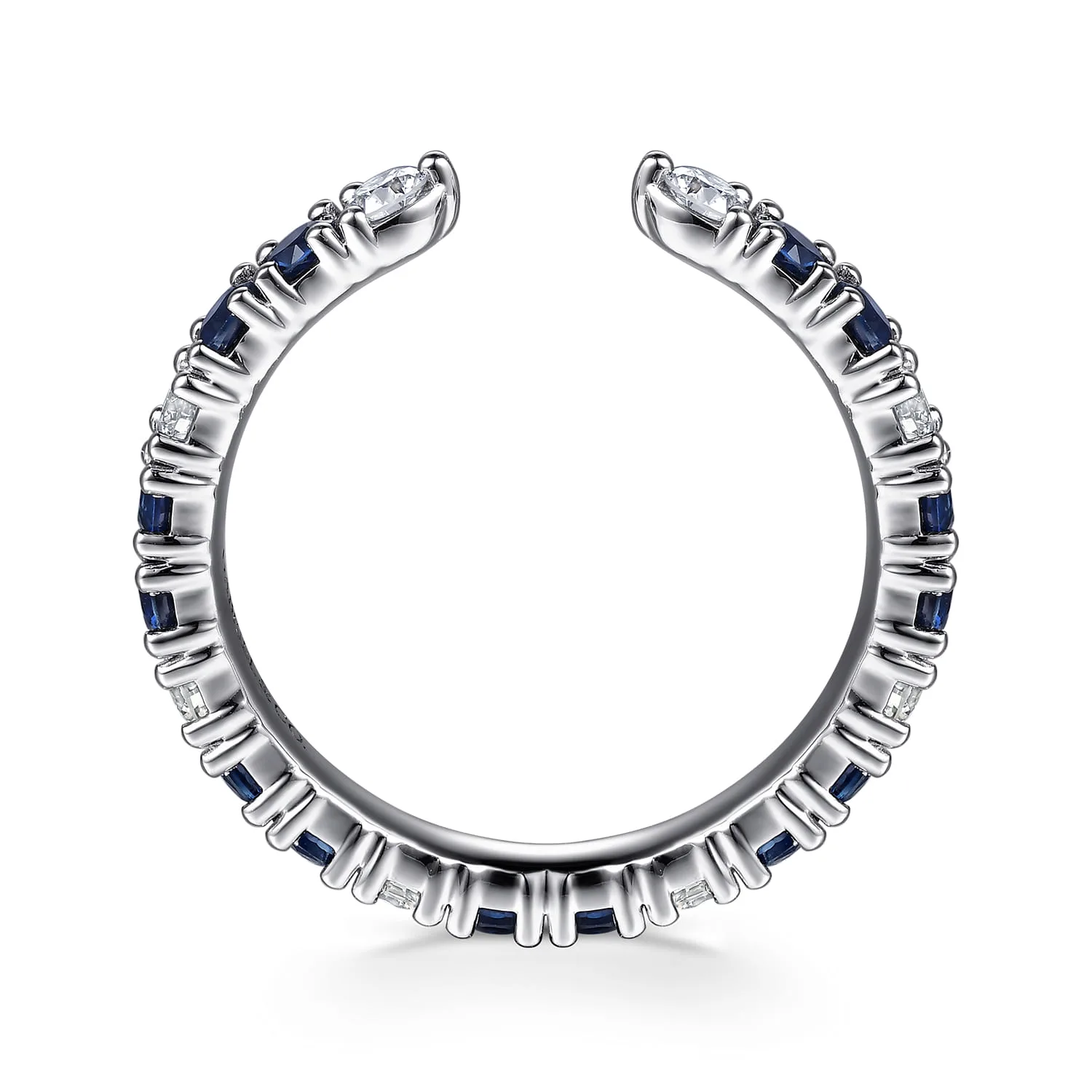 Prong Setting Open Diamond and Sapphire Eternity Band in 14K White Gold, photograph 2