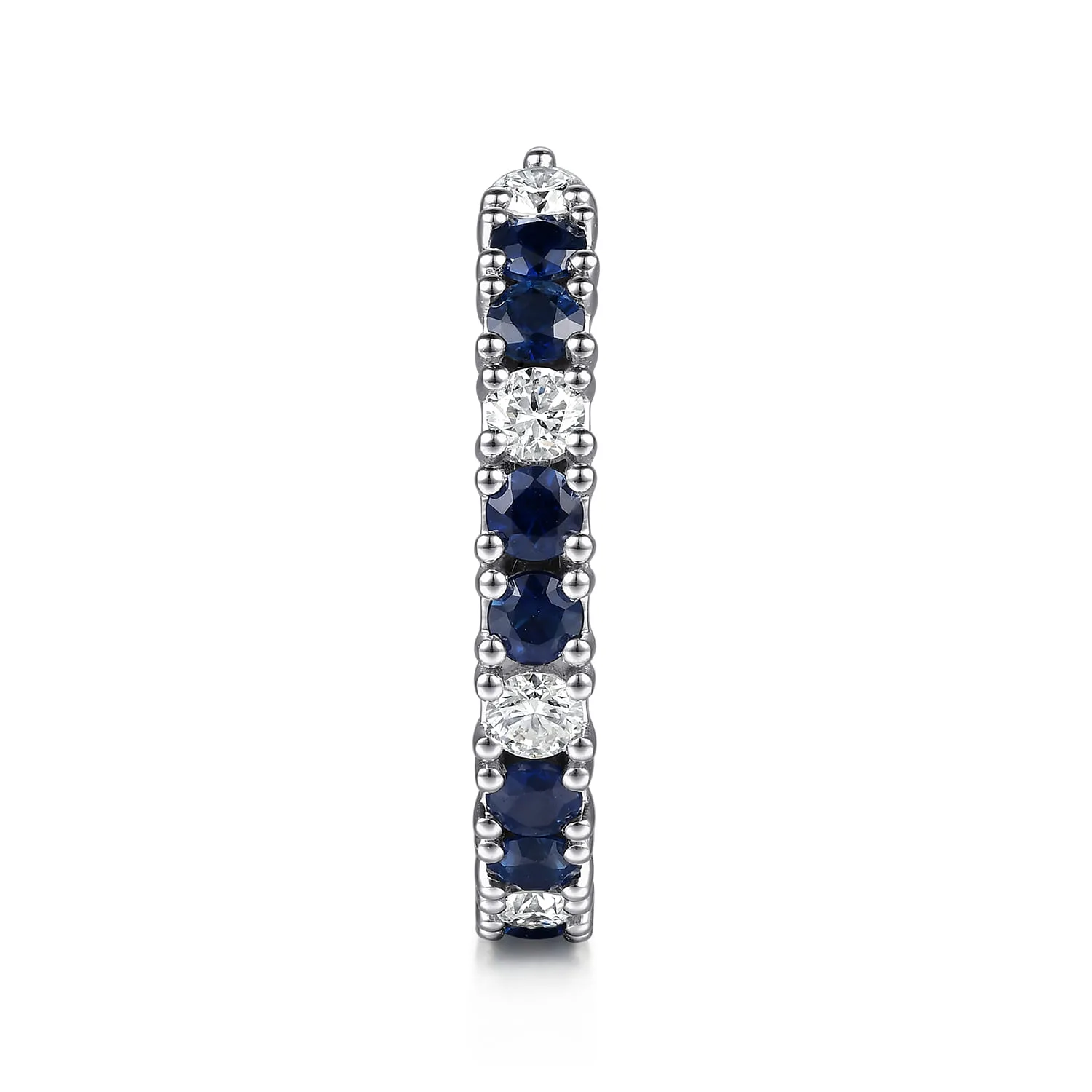 Prong Setting Open Diamond and Sapphire Eternity Band in 14K White Gold, photograph 4