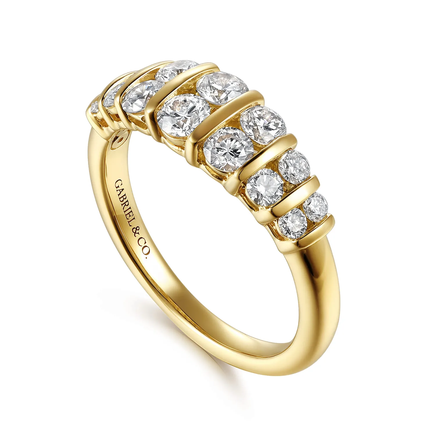 Bar Set Diamond Anniversary Band in 14K Yellow Gold, photograph 3