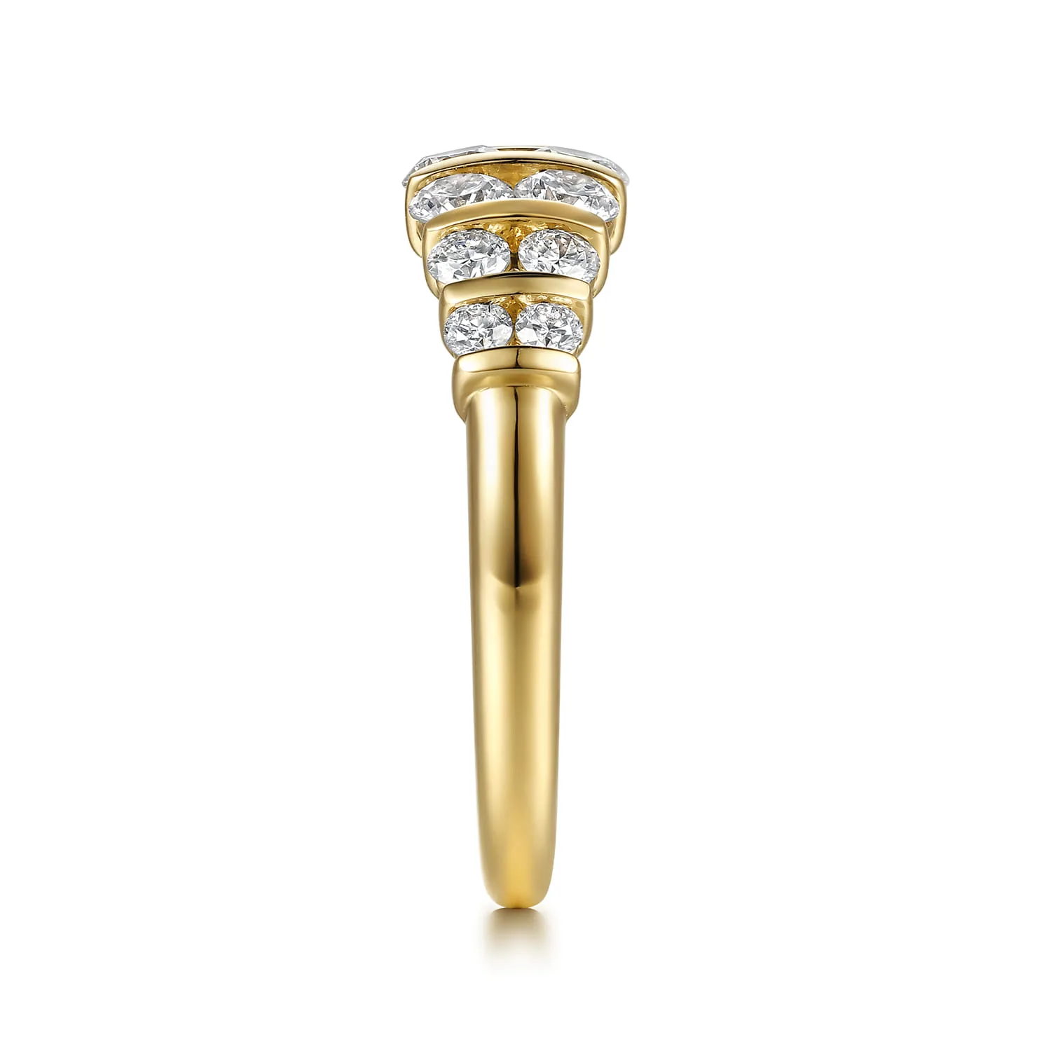 Bar Set Diamond Anniversary Band in 14K Yellow Gold, photograph 4