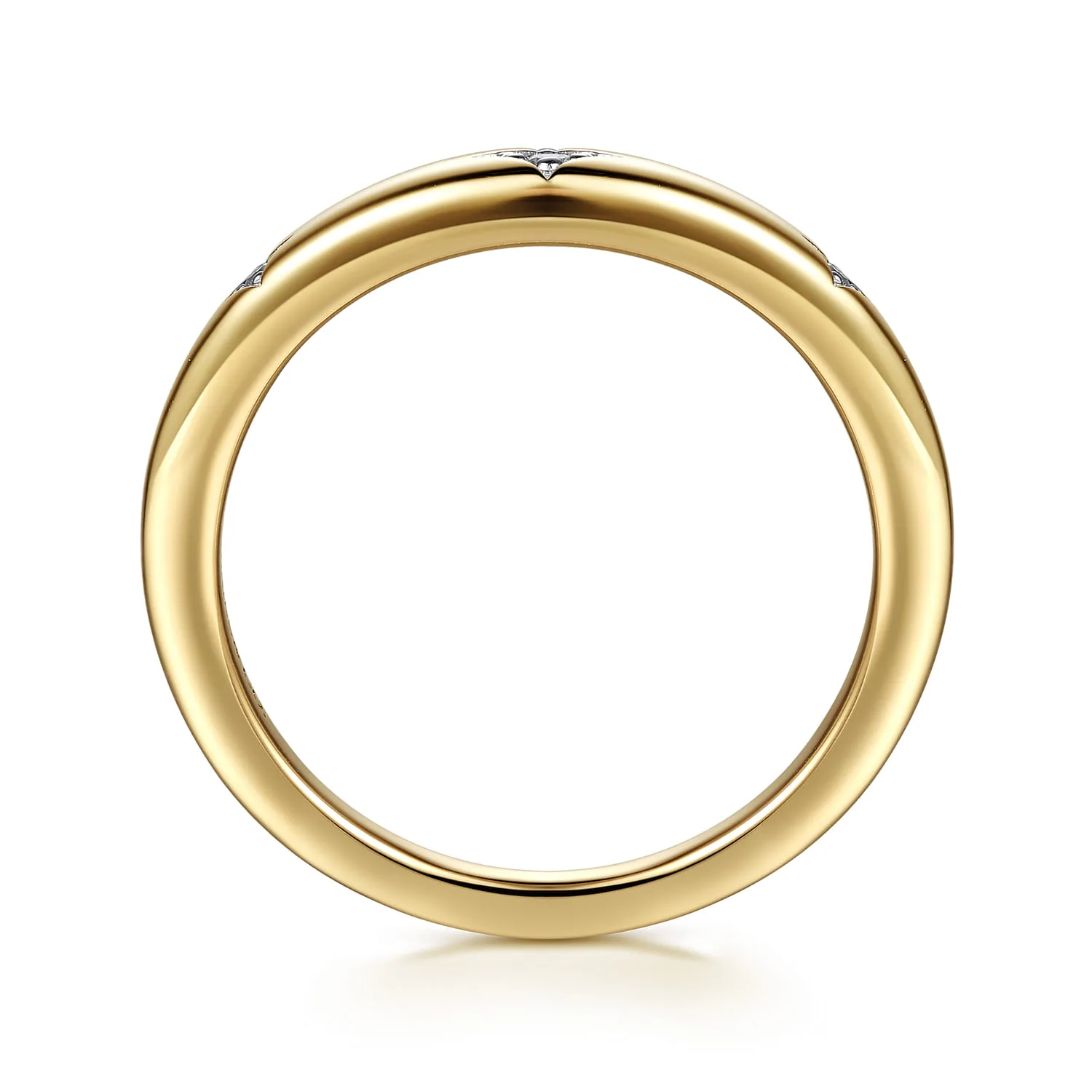 Beads Setting Diamond Anniversary Band in 14K Yellow Gold, photograph 2