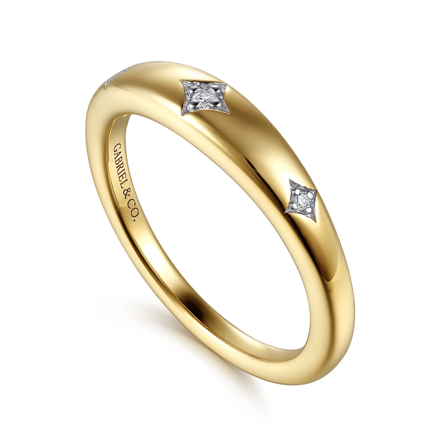 Beads Setting Diamond Anniversary Band in 14K Yellow Gold, photograph 3