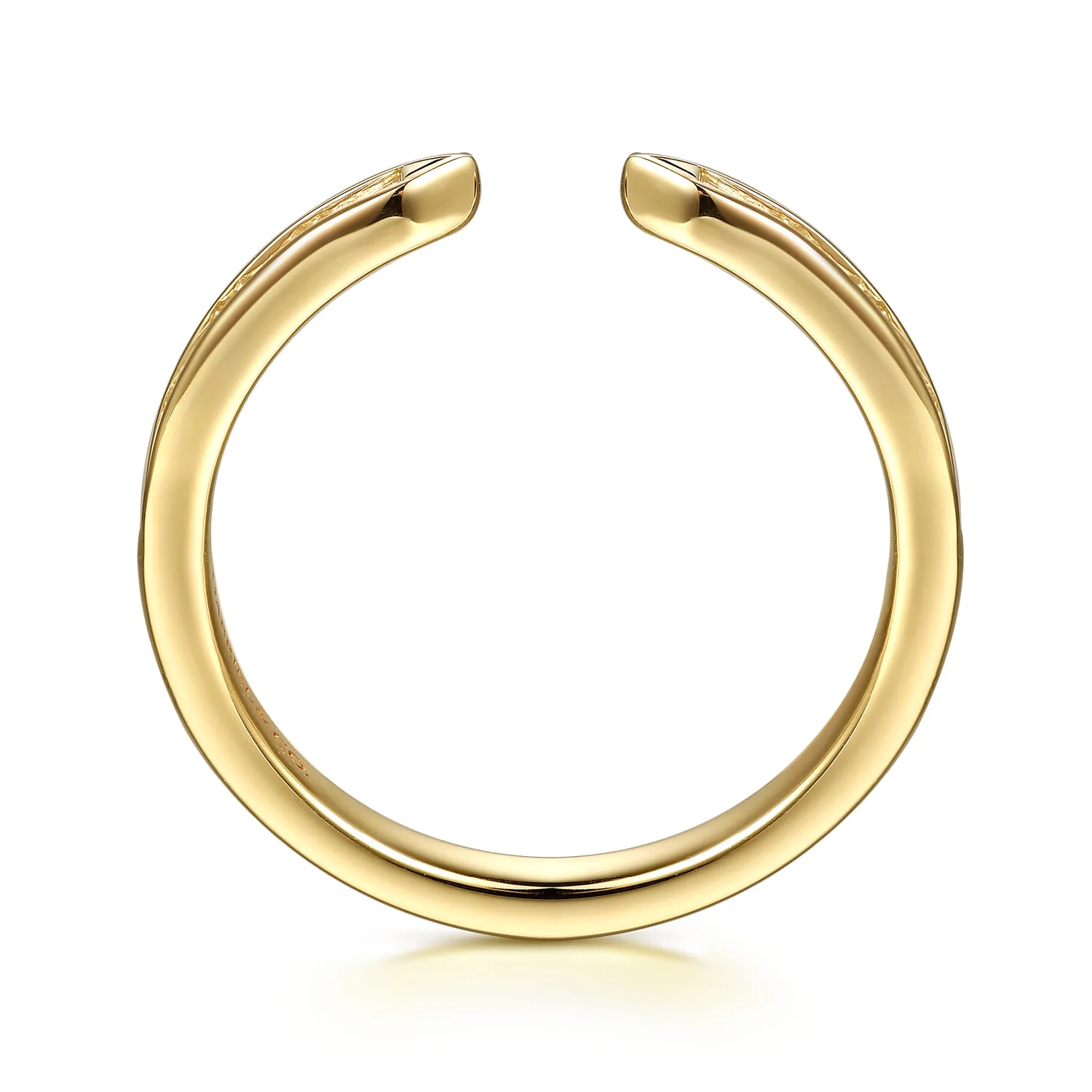 Channel Set Baguette Diamond Open Anniversary Band in 14K Yellow Gold, photograph 2