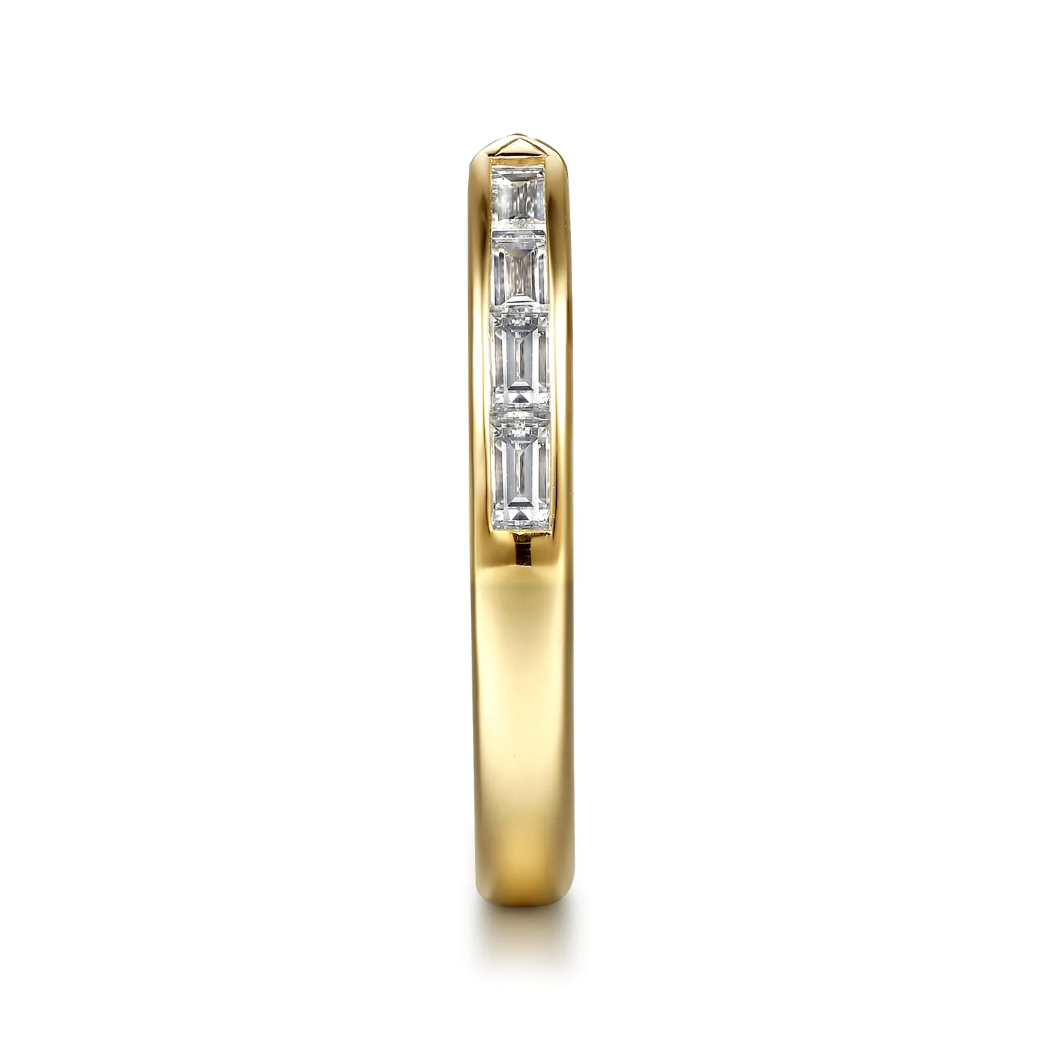 Channel Set Baguette Diamond Open Anniversary Band in 14K Yellow Gold, photograph 4