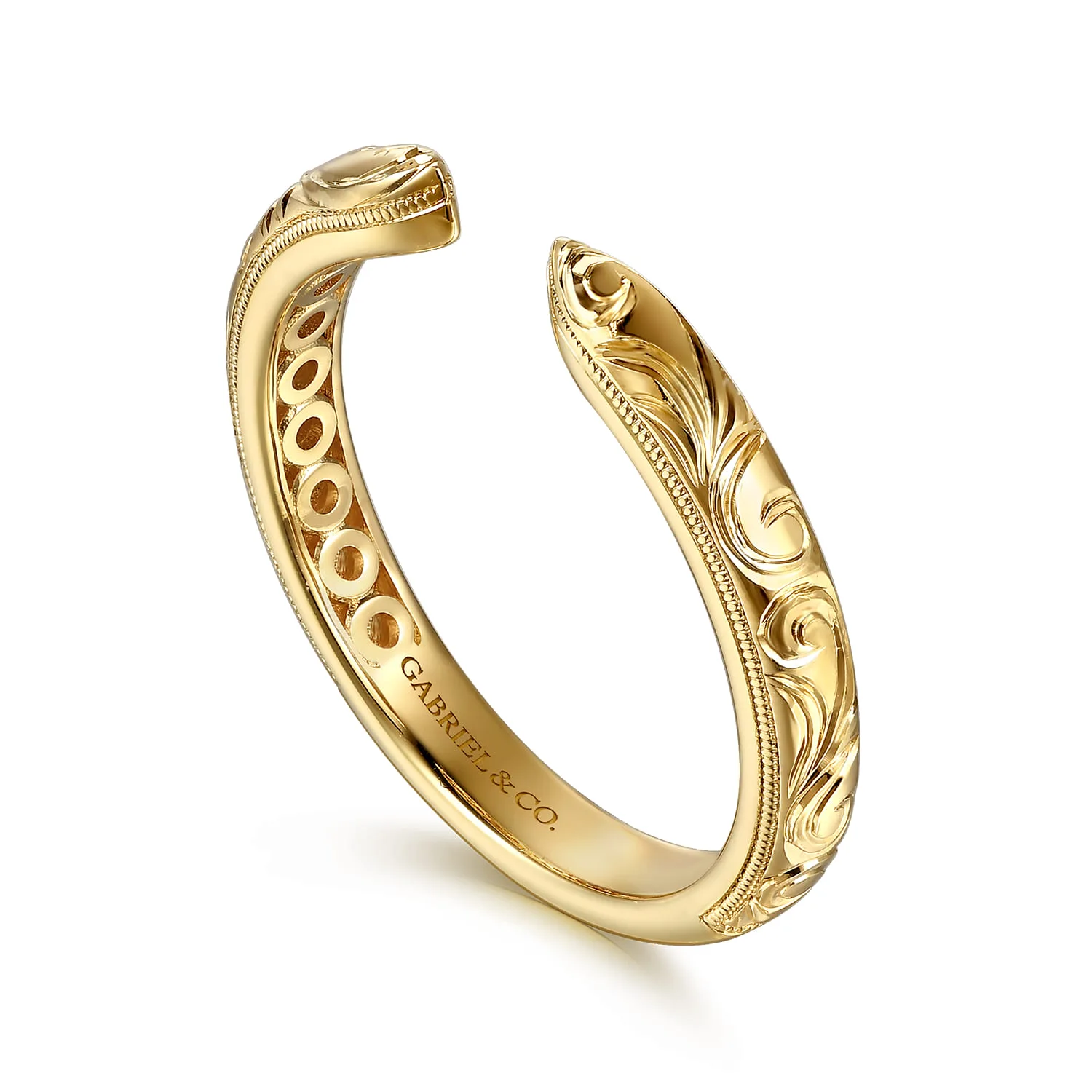 Vintage Inspired Open Anniversary Band in 14K Yellow Gold, photograph 3