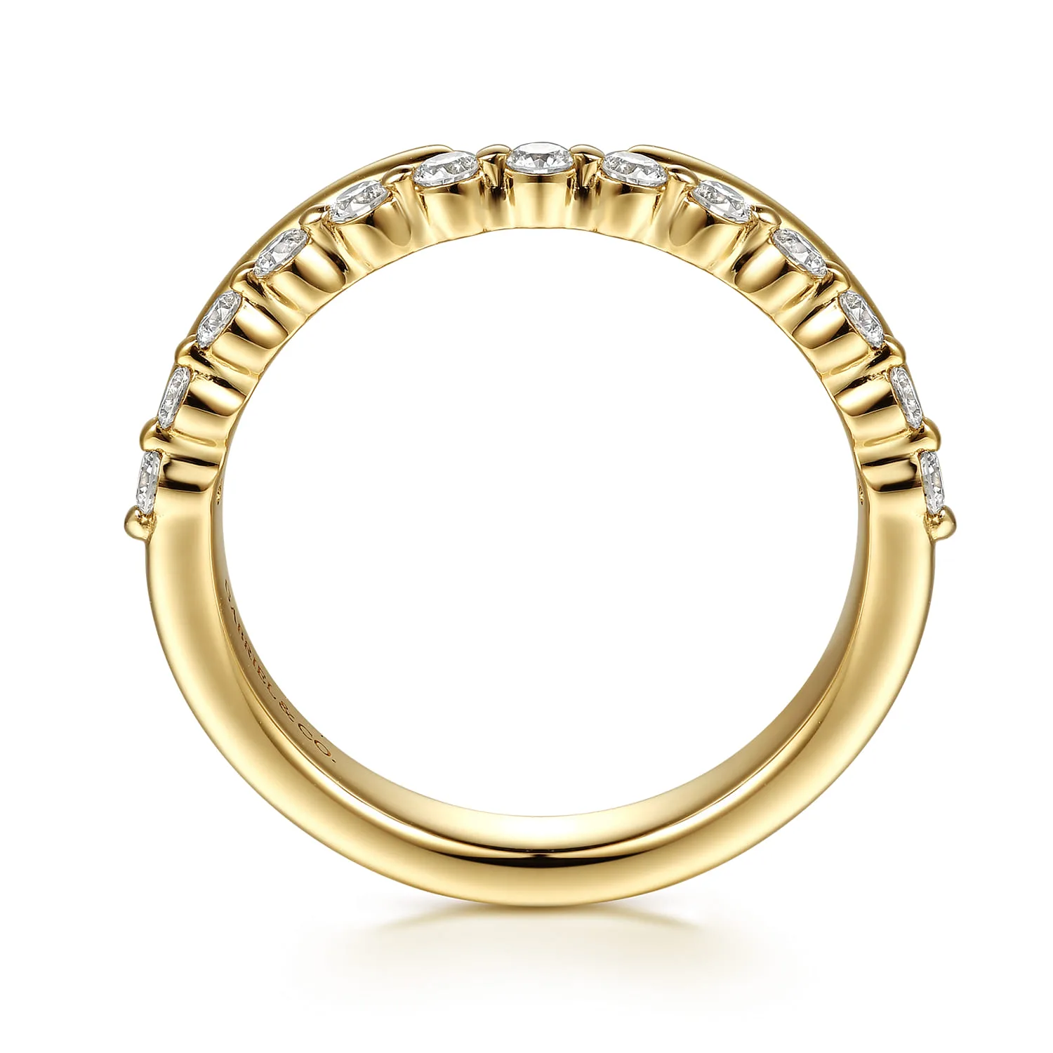 Prong Setting Diamond Open Anniversary Band in 14K Yellow Gold, photograph 2