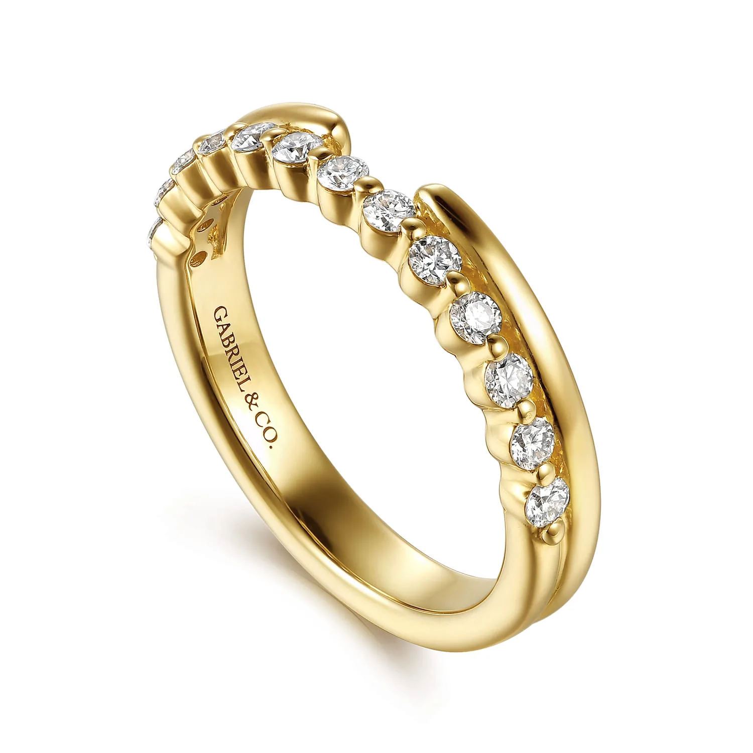 Prong Setting Diamond Open Anniversary Band in 14K Yellow Gold, photograph 3