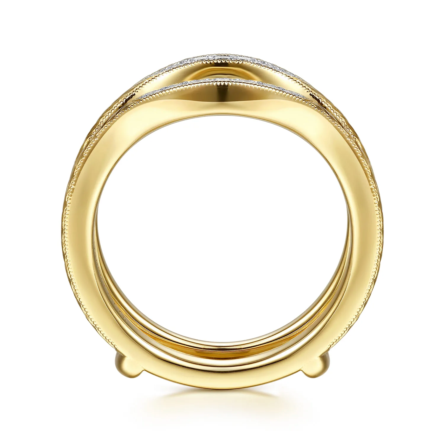 Vintage Inspired Prong Setting Diamond Ring Enhancer in 14K Yellow Gold, photograph 2