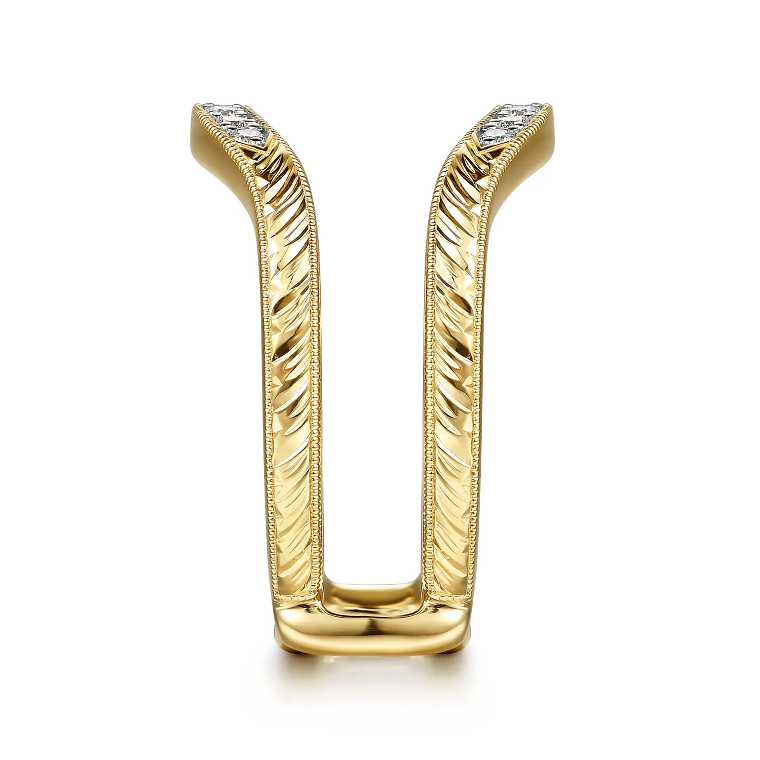 Vintage Inspired Prong Setting Diamond Ring Enhancer in 14K Yellow Gold, photograph 4