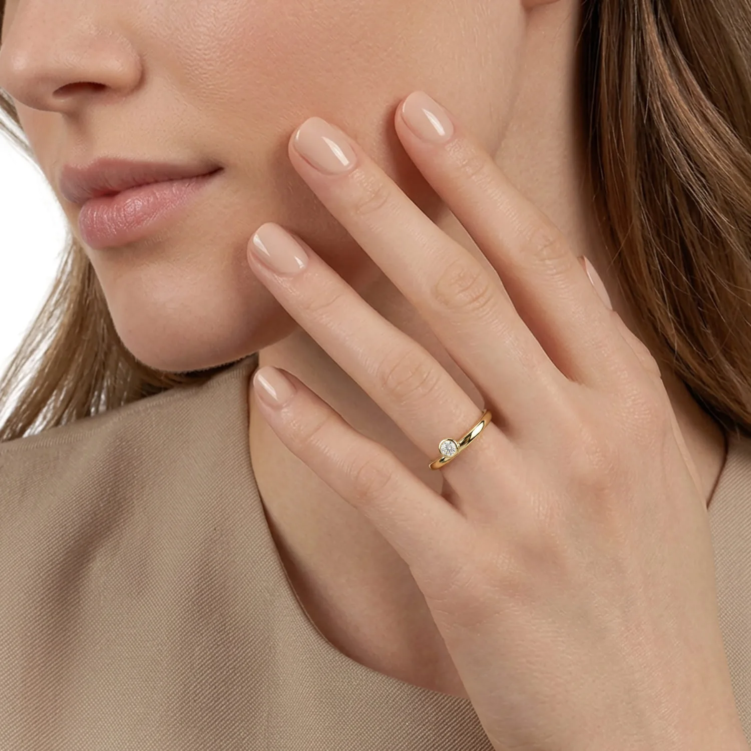 Bezel Setting Diamond Ring Enhancer in 14K Yellow Gold, photograph 5