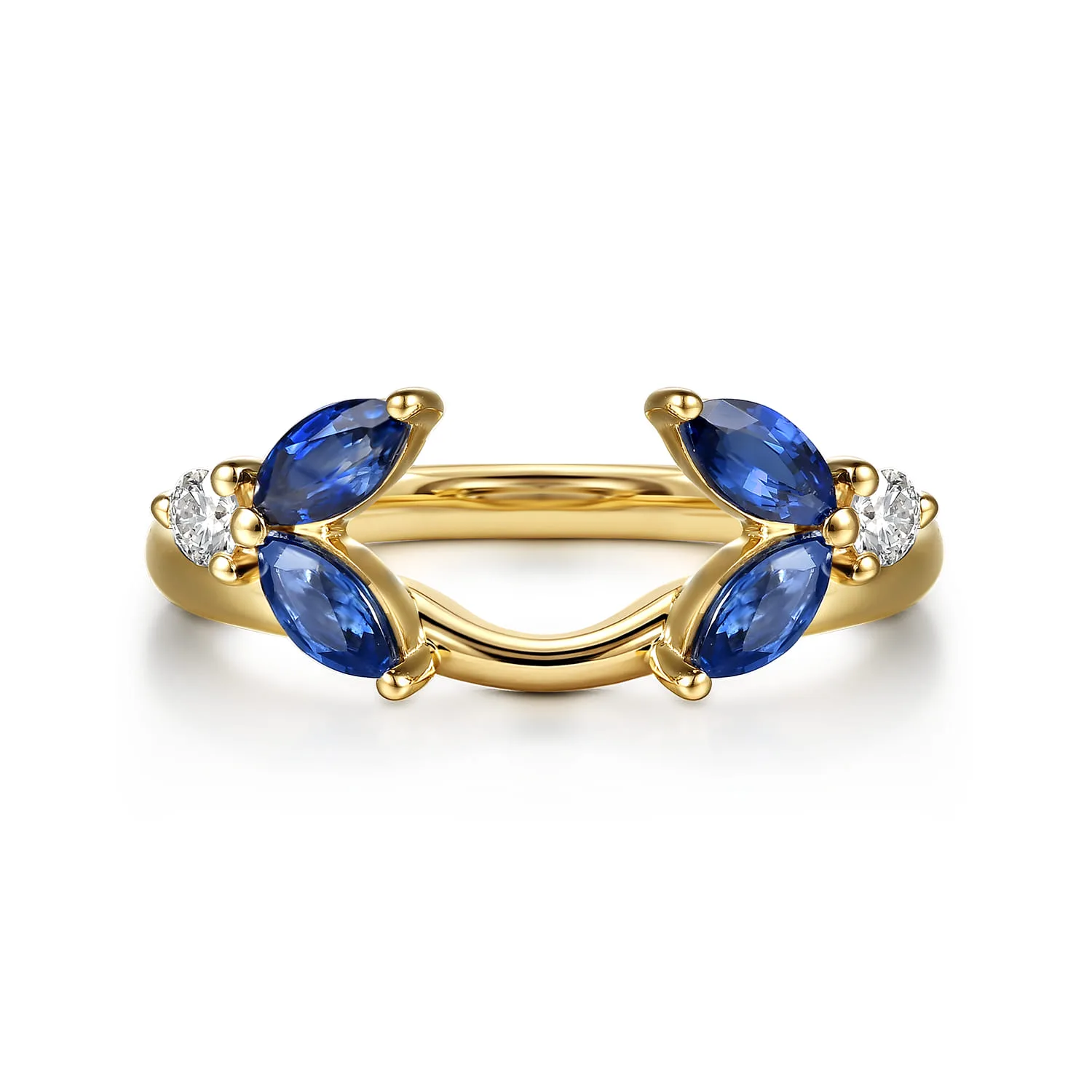 Prong Setting Marquise Sapphire and Round Diamond Ring Enhancer