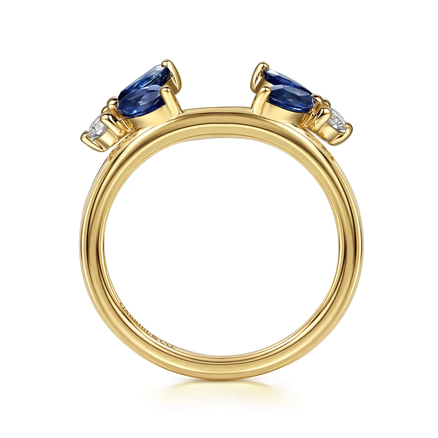 Prong Setting Marquise Sapphire and Round Diamond Ring Enhancer in 14K Yellow Gold, photograph 2