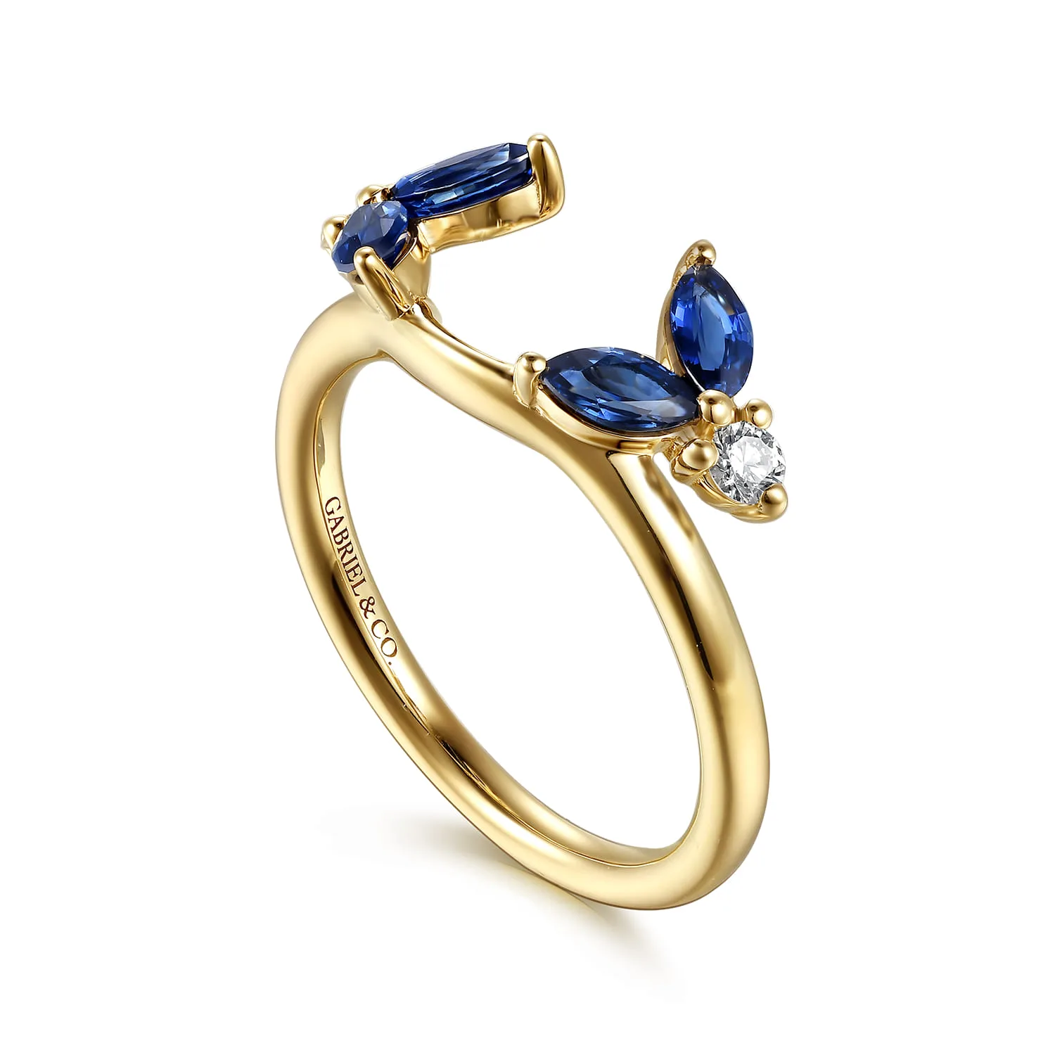 Prong Setting Marquise Sapphire and Round Diamond Ring Enhancer in 14K Yellow Gold, photograph 3