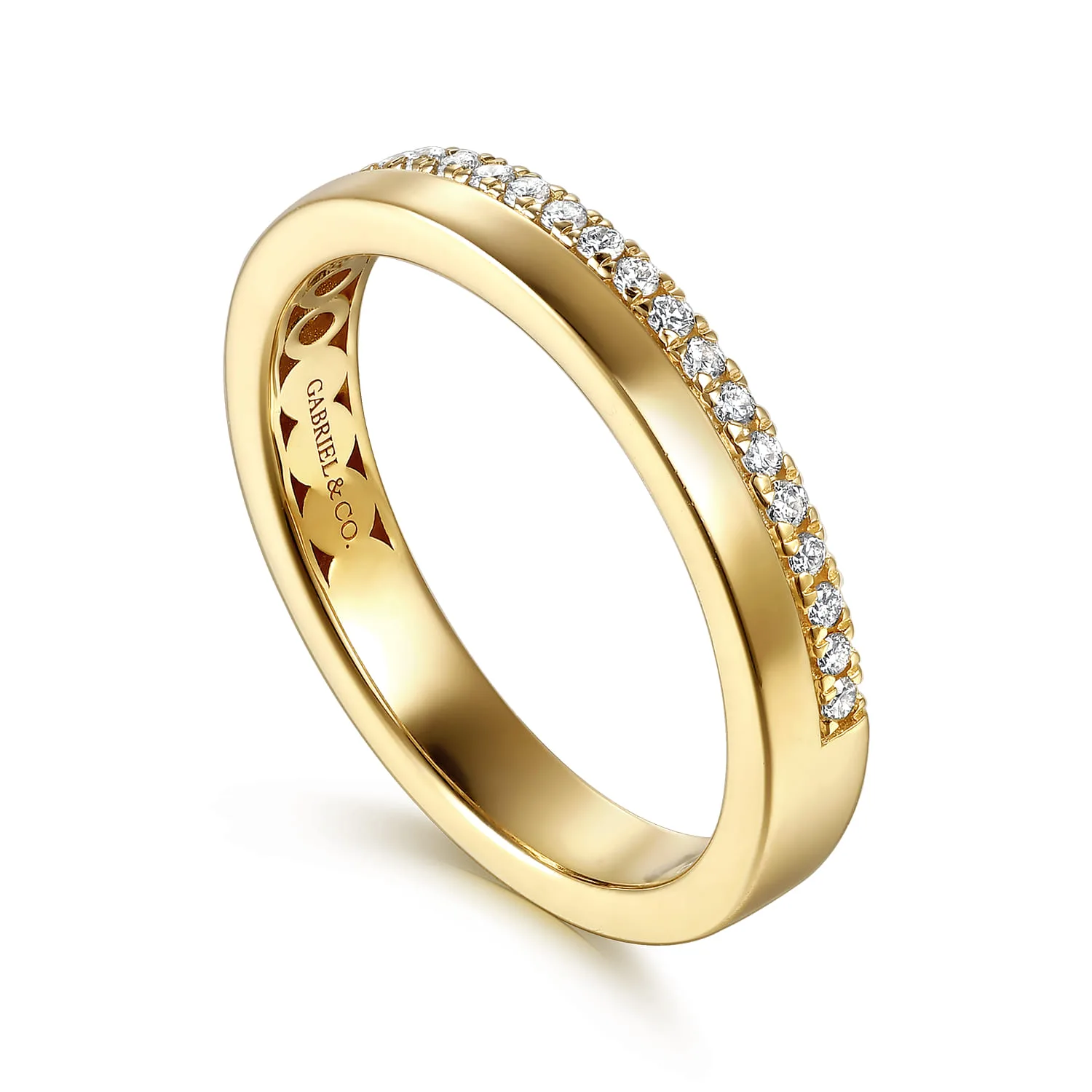 French Pave Diamond Anniversary Band in 14K Yellow Gold, photograph 3