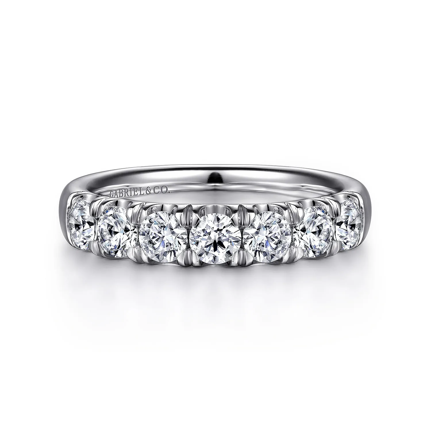 7 Stone French Pave Diamond Wedding Band