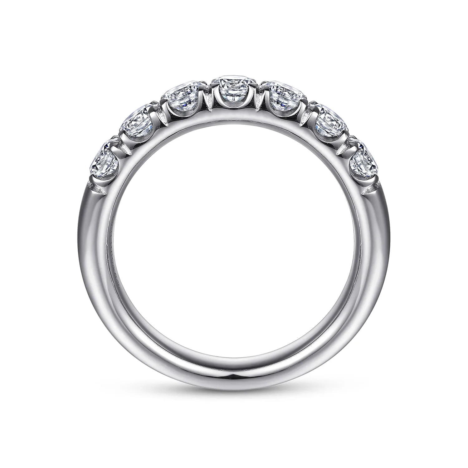 7 Stone French Pave Diamond Wedding Band in Platinum, photograph 2