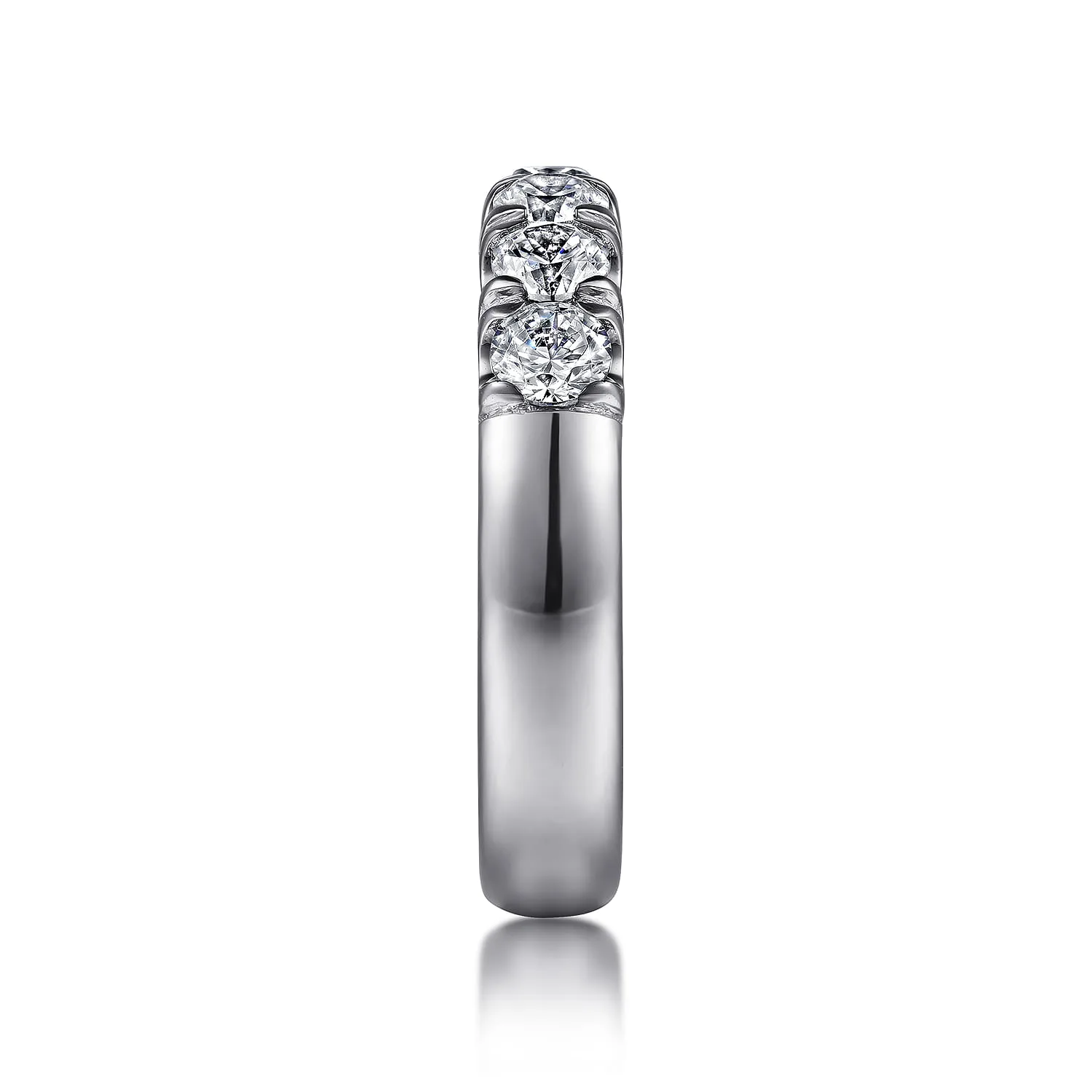 7 Stone French Pave Diamond Wedding Band in Platinum, photograph 4