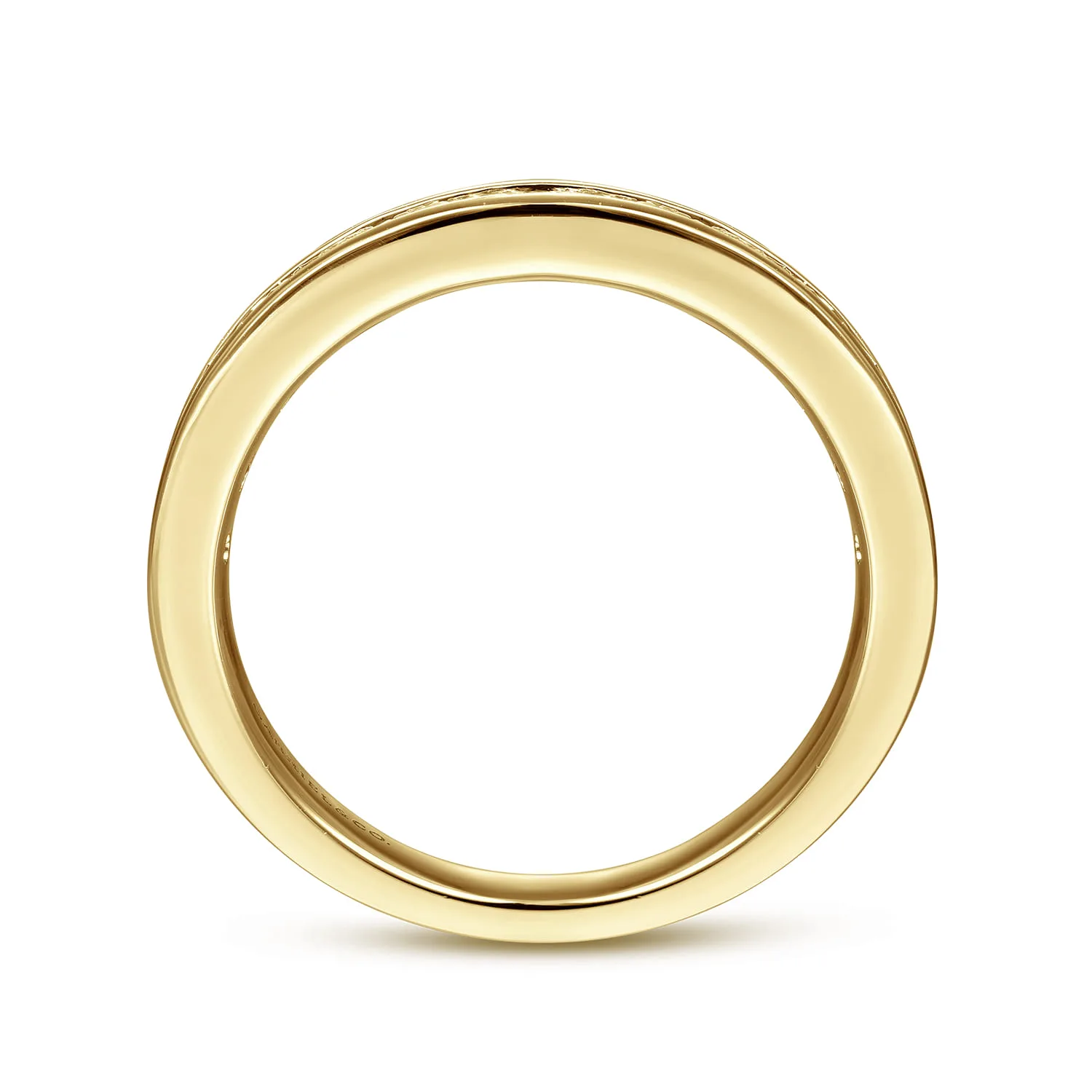 Channel Set Black Diamond Wedding Band in 14K Yellow Gold, photograph 2