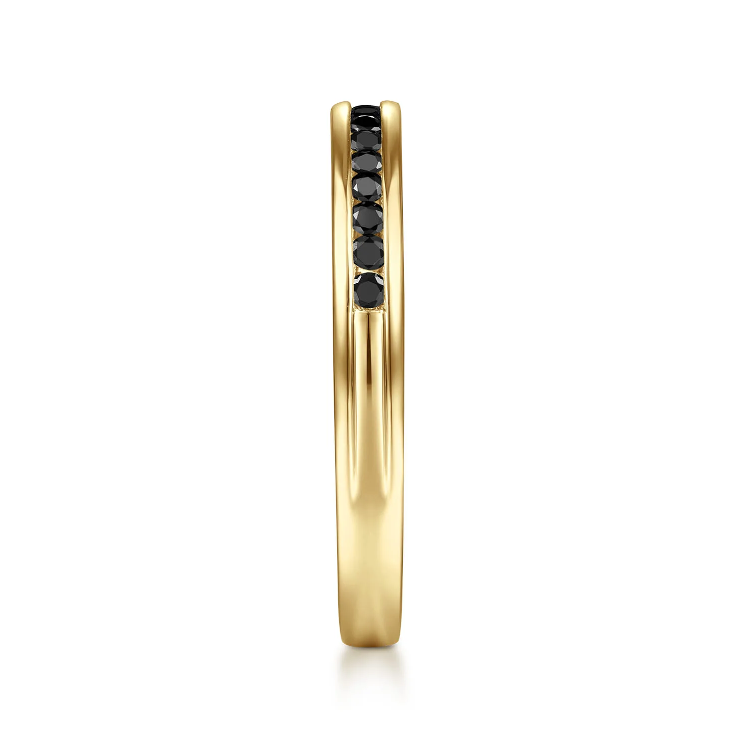 Channel Set Black Diamond Wedding Band in 14K Yellow Gold, photograph 4