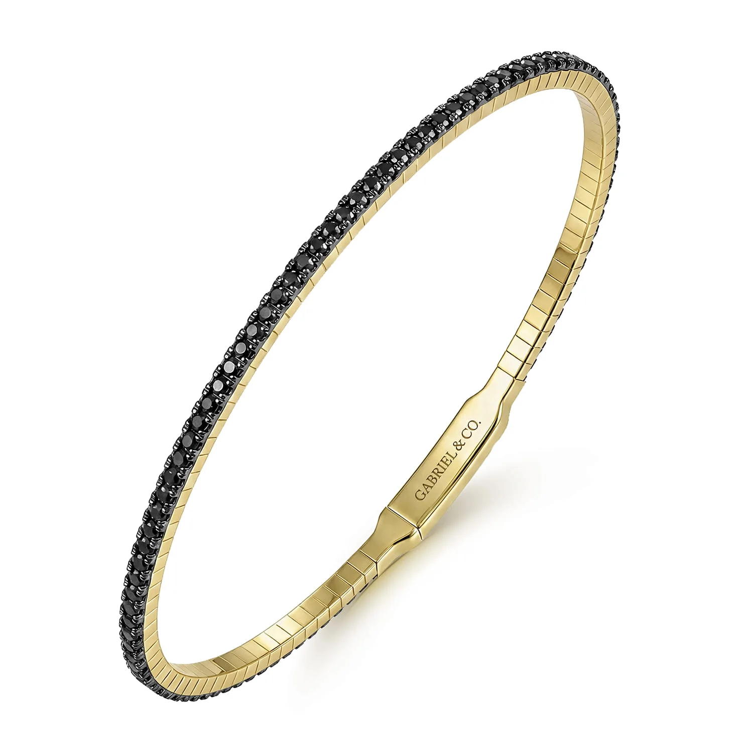 Black Diamond Bangle in 14K Yellow Gold, photograph 2