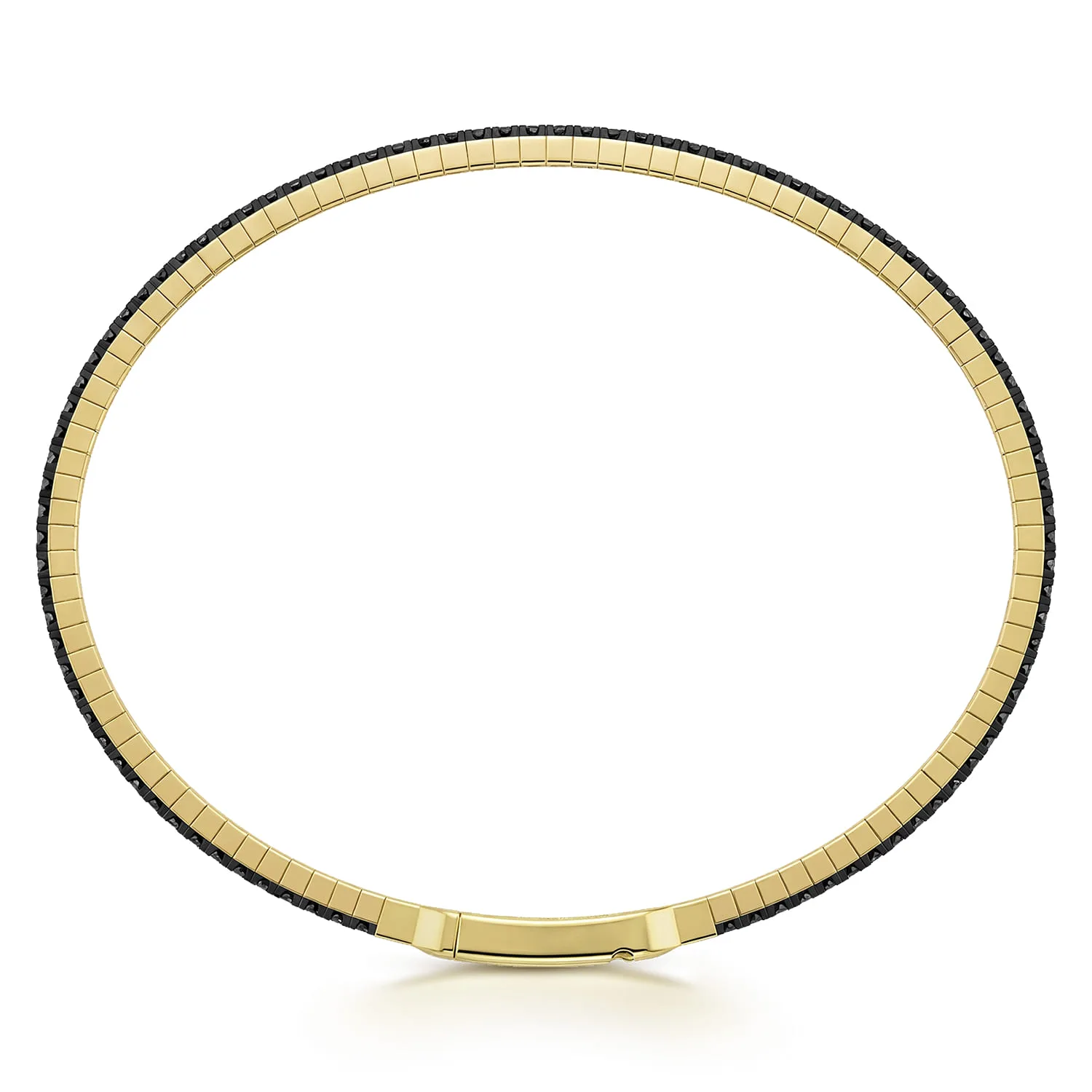 Black Diamond Bangle in 14K Yellow Gold, photograph 3