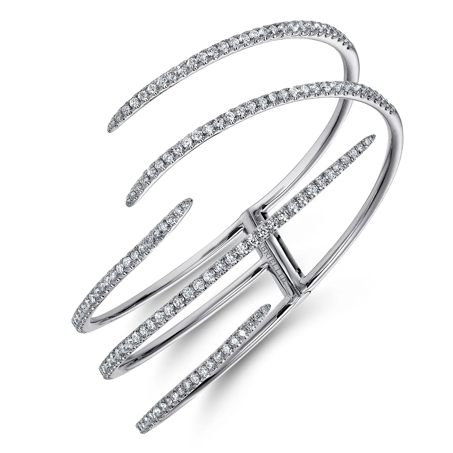 Split Asymmetrical Diamond Bangle in 18K White Gold, photograph 2